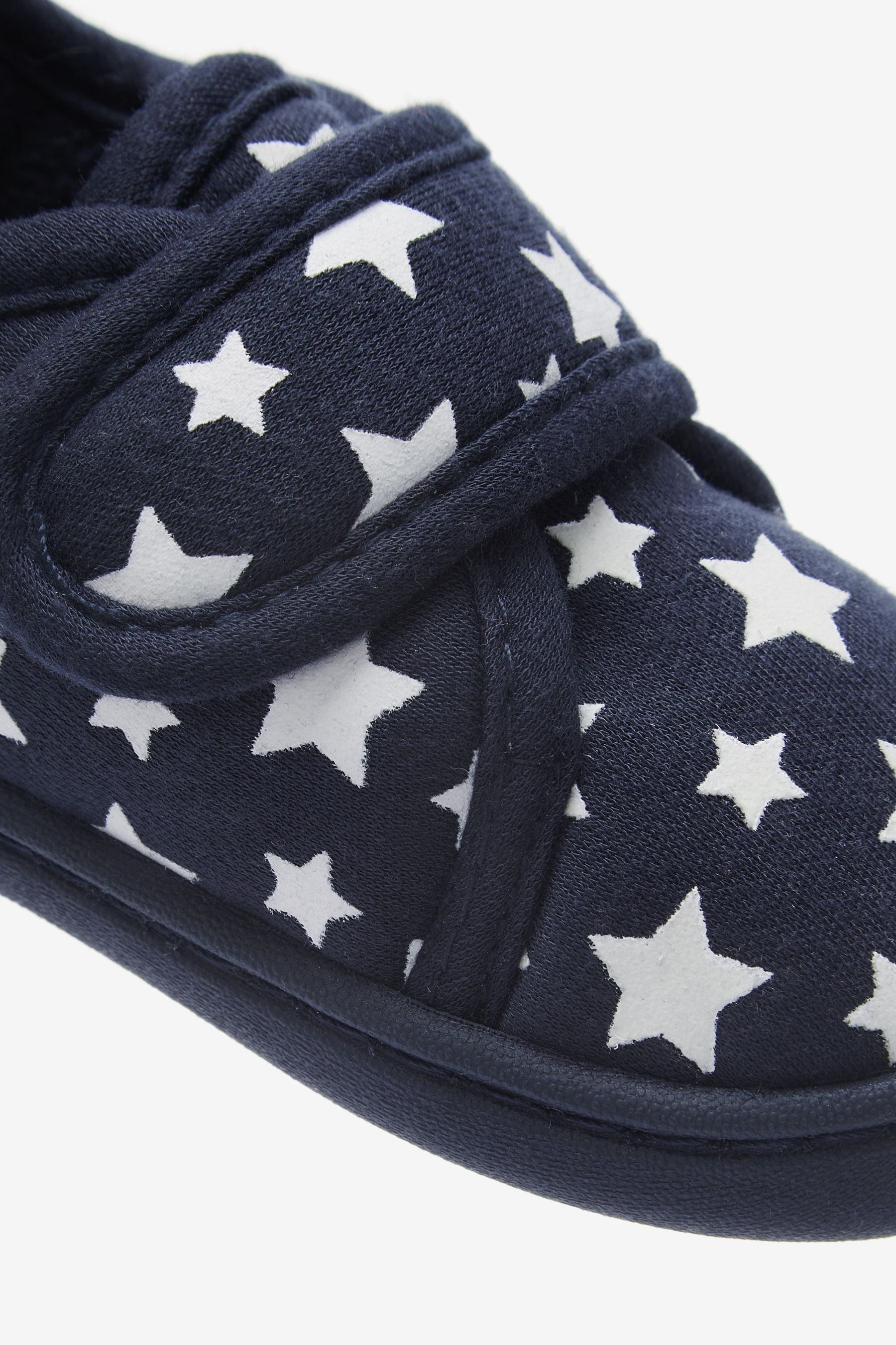 Navy Star Touch Fastening Cupsole Print Slippers