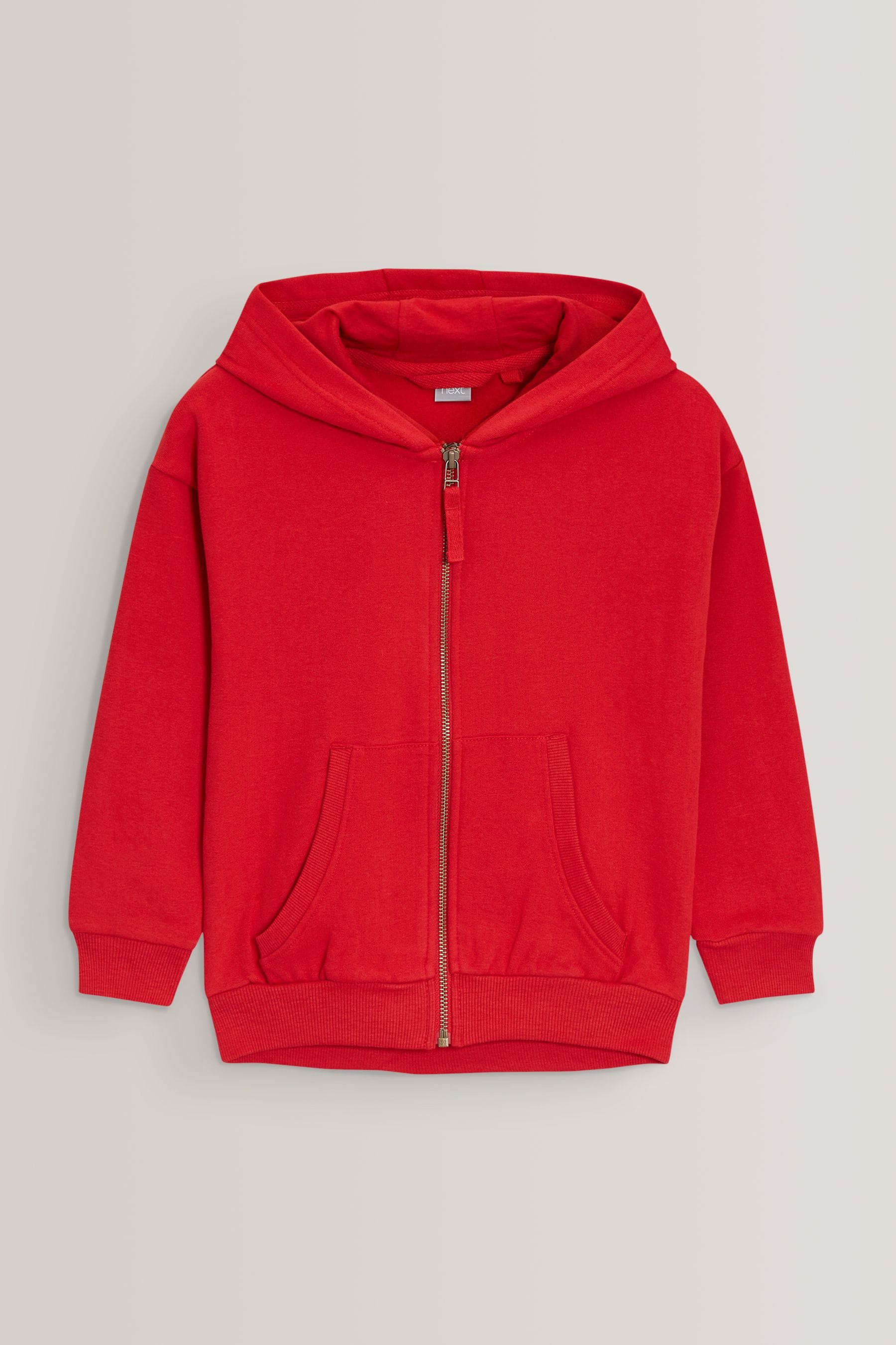 Red Cotton Rich Zip Through Football Hoodie (3-16yrs)