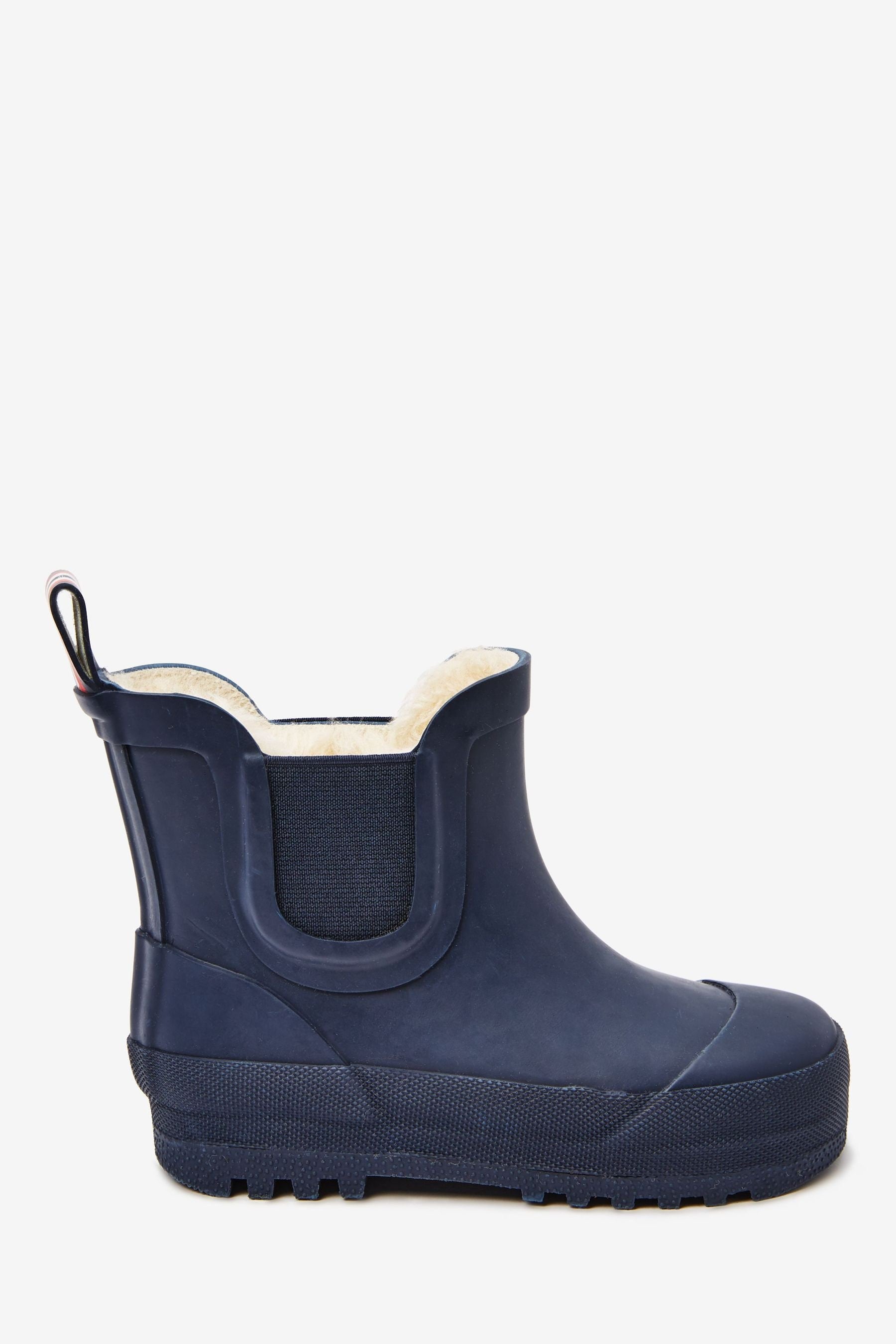 Navy Warm Lined Ankle Wellies