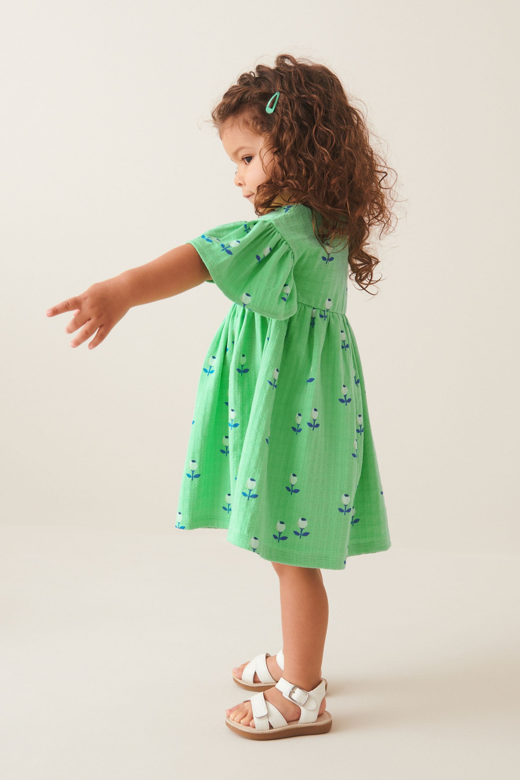 Bright Green Wrap Jersey Dress (3mths-7yrs)