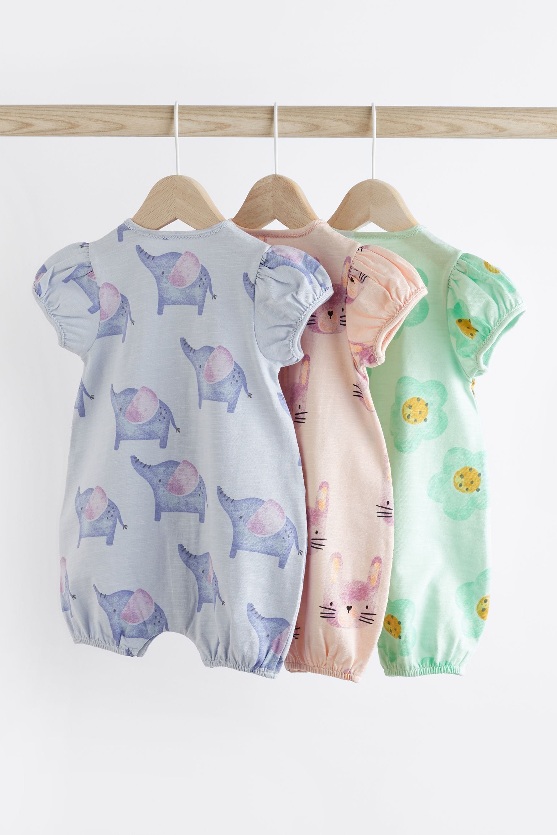 Pink/Blue character Baby Rompers 3 Pack