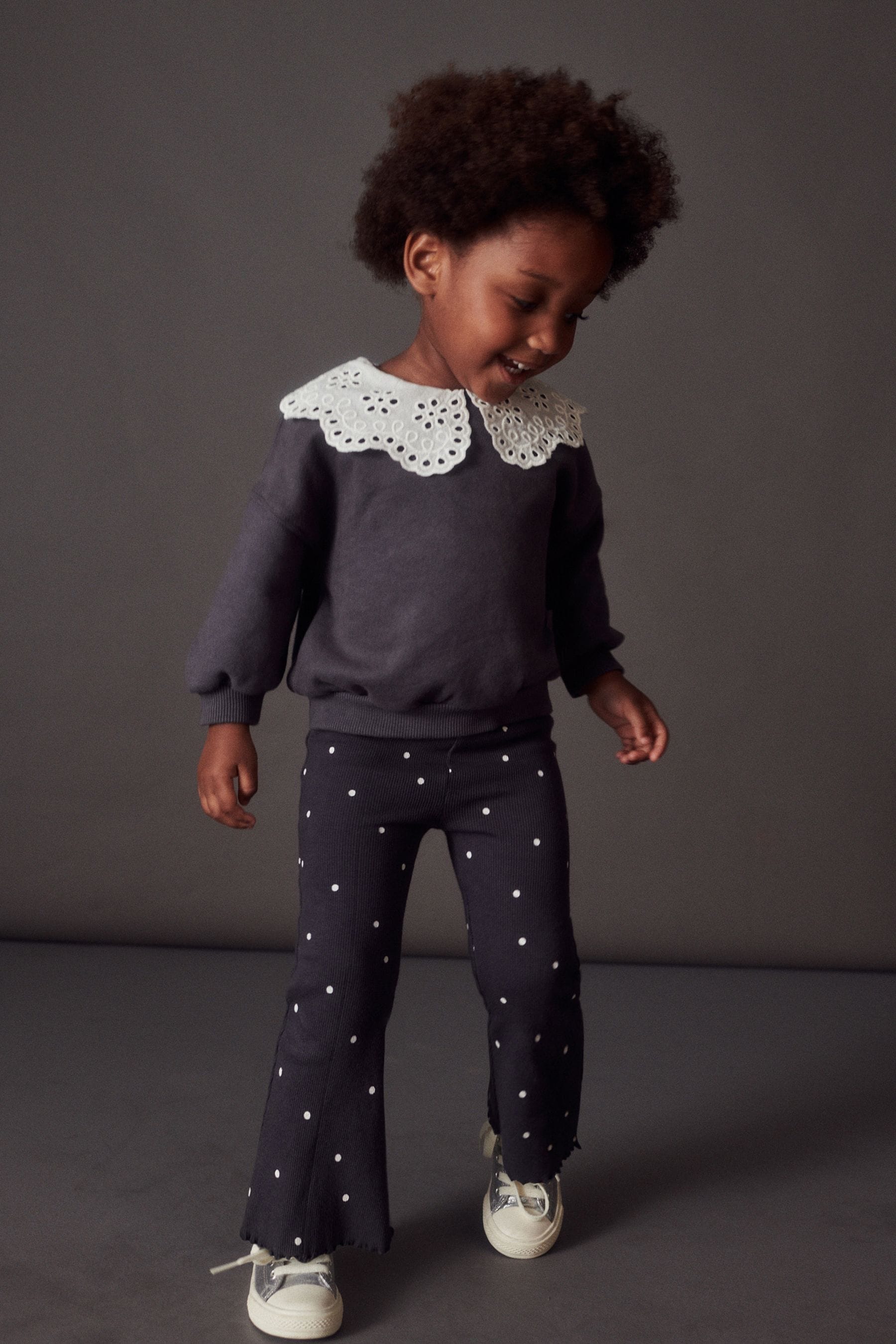 Monochrome Sweatshirt and Flared Leggings Set (3mths-7yrs)