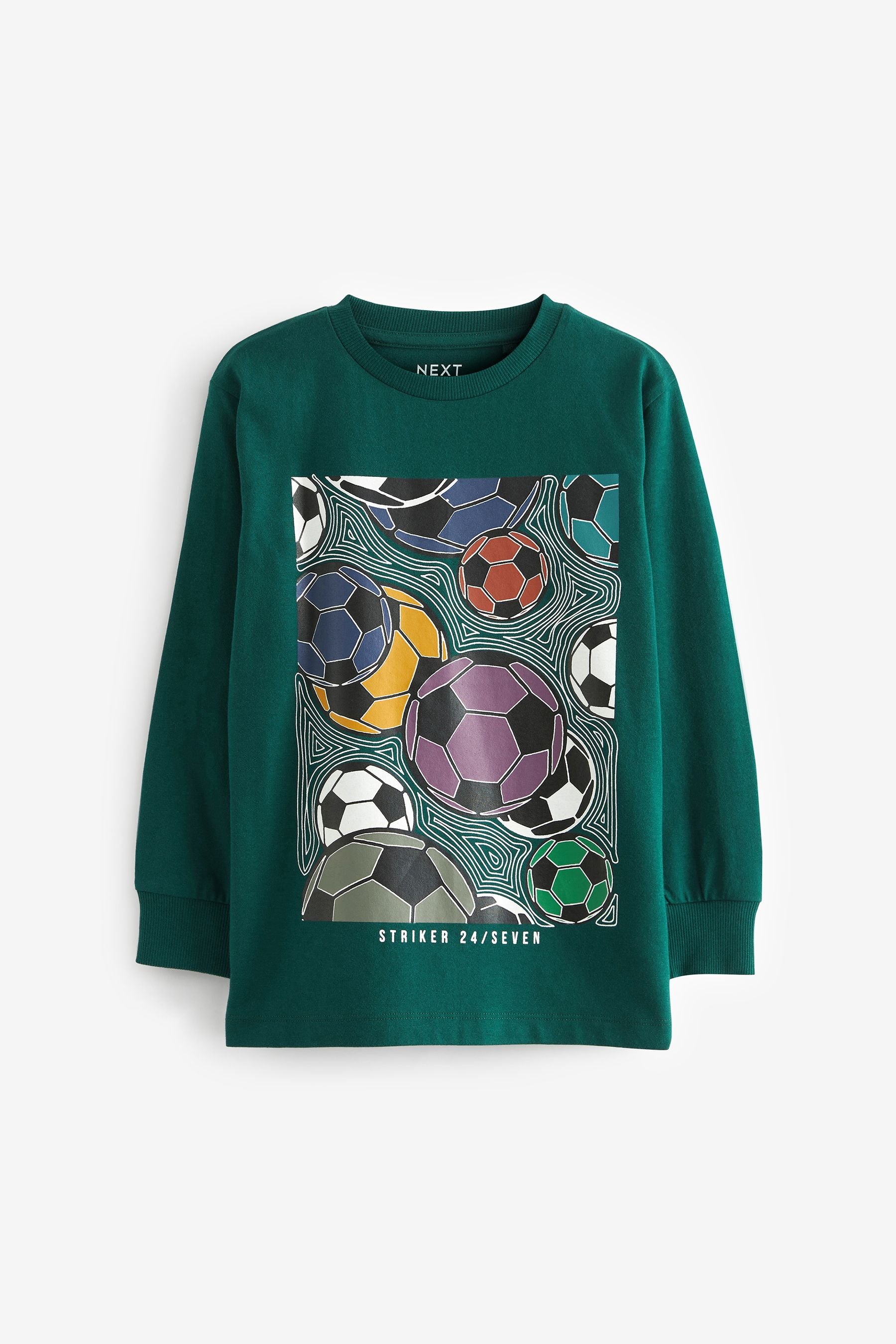 Green Football Long Sleeve Graphic T-Shirt (3-16yrs)