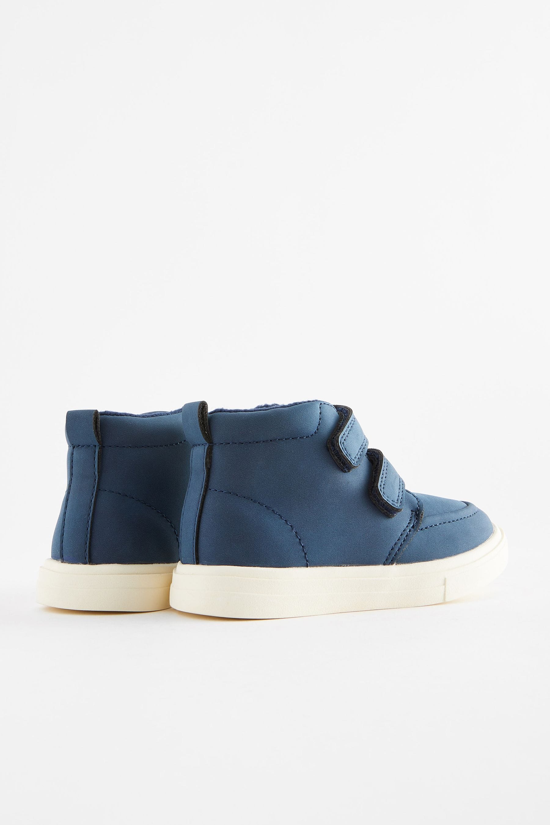 Navy Blue With Off White Sole Warm Lined Touch Fastening Boots