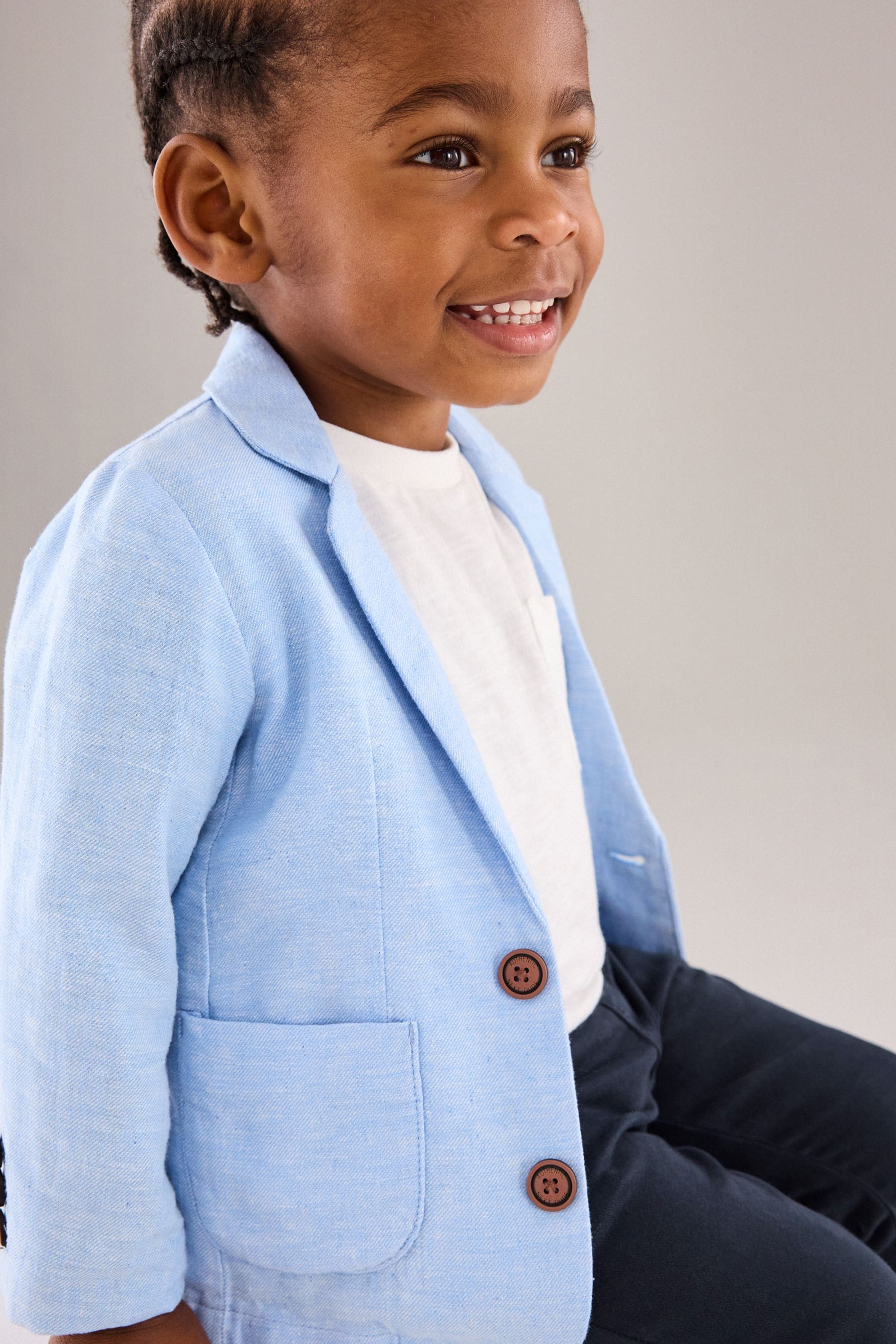 Blue Linen Blend Blazer (3mths-9yrs)