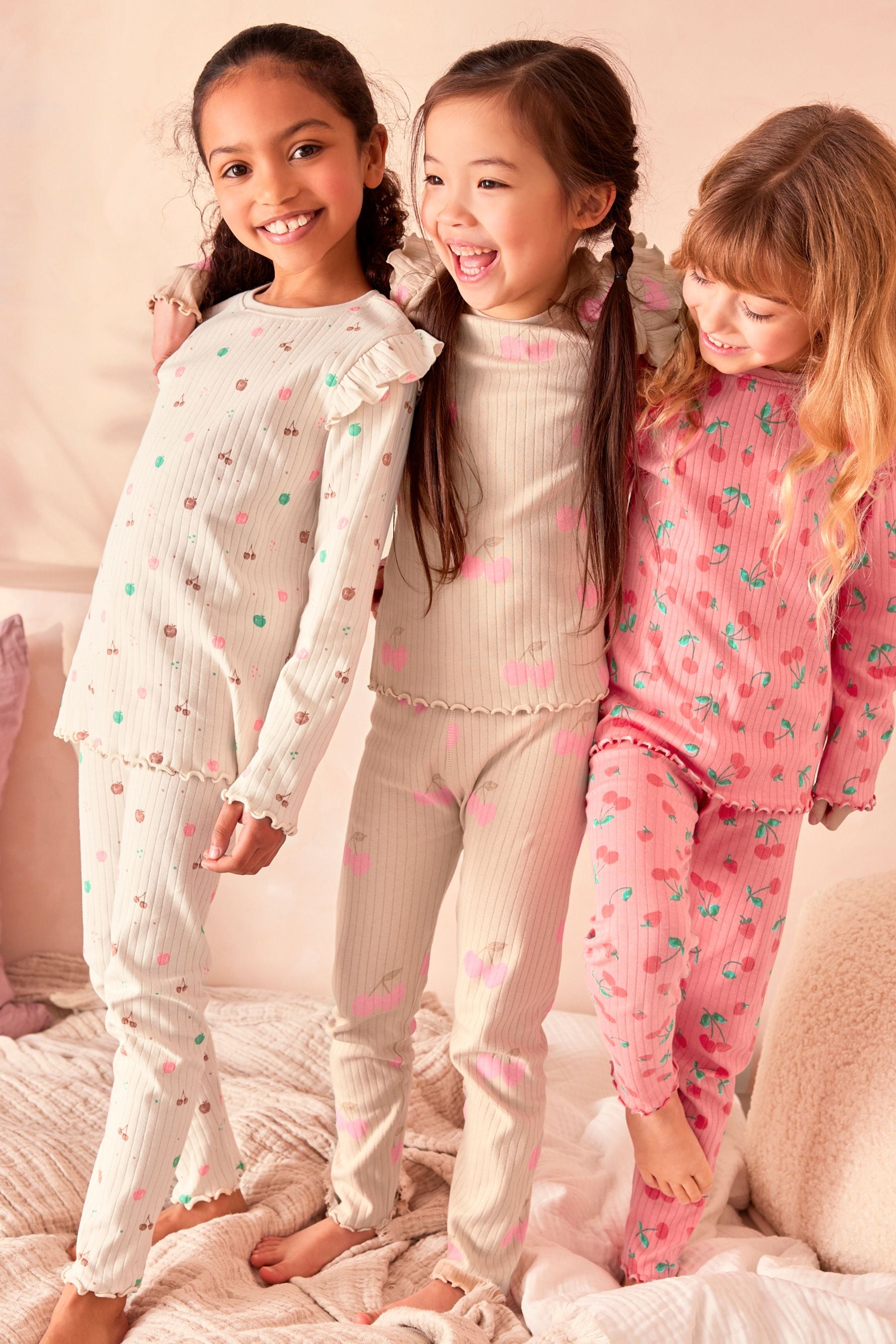 Red/Pink 3 Pack Rib Pyjamas (9mths-16yrs)