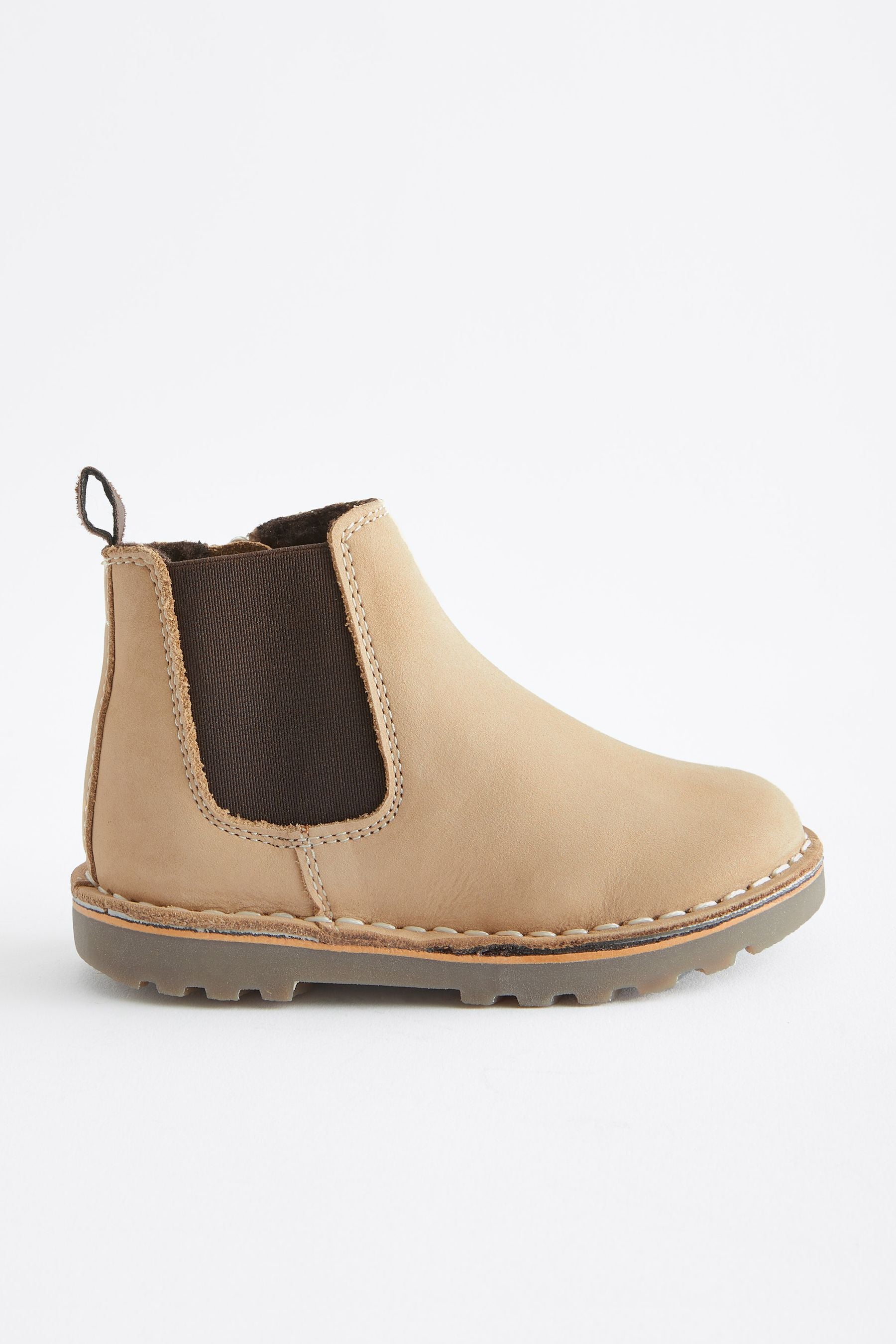 Stone Warm Lined Leather Chelsea Boots