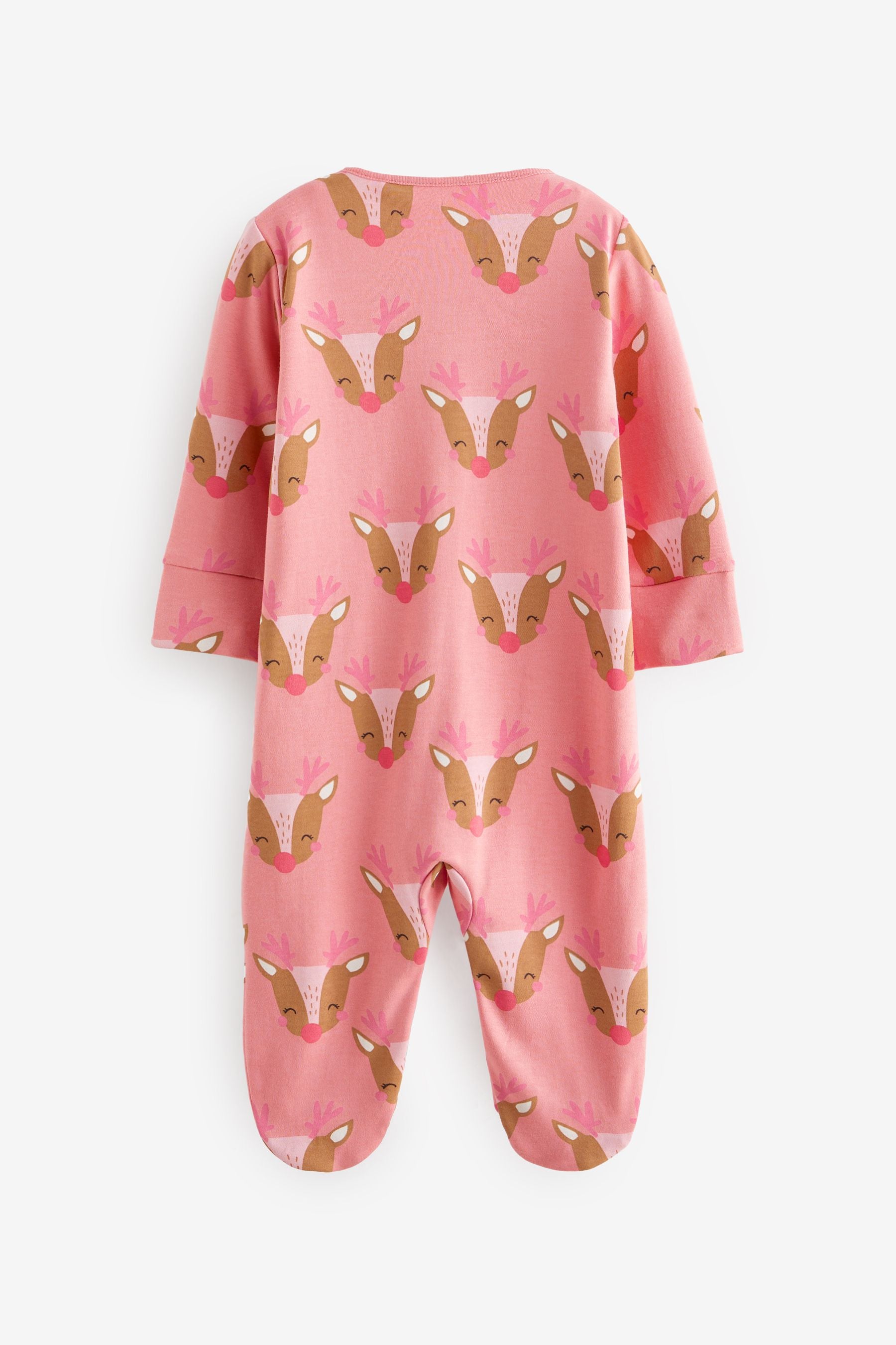 Pink Christmas Baby Sleepsuit (0mths-2yrs)