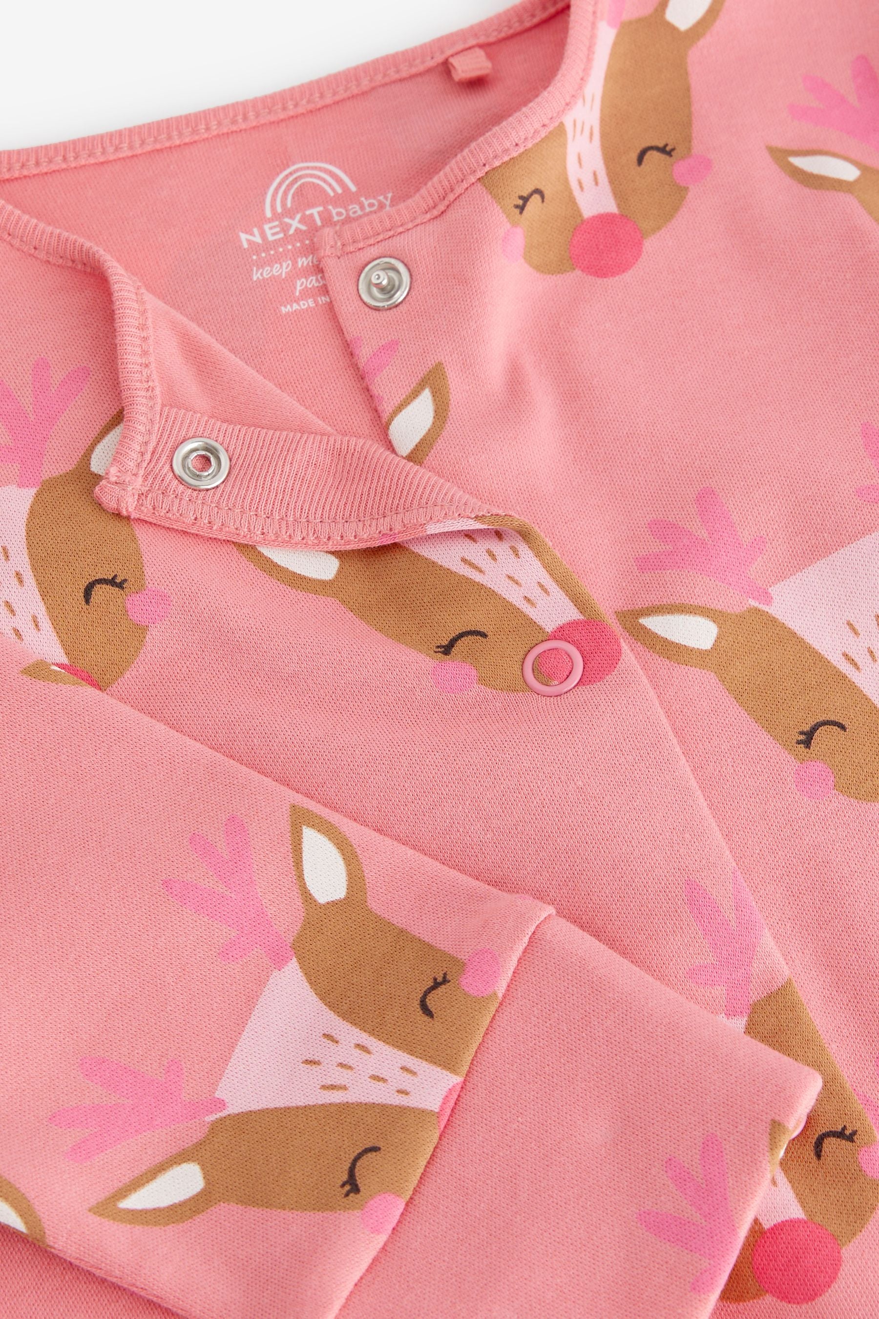 Pink Christmas Baby Sleepsuit (0mths-2yrs)