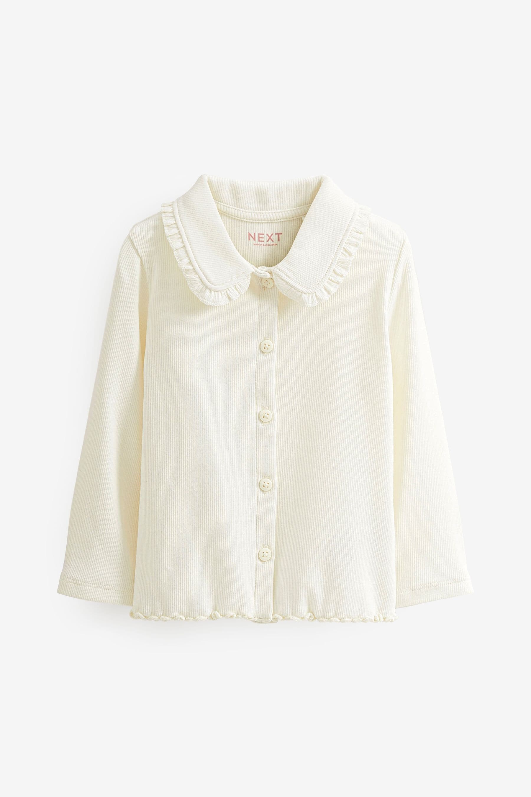 White Frill Collar Long Sleeve Cardigan Top (3mths-7yrs)