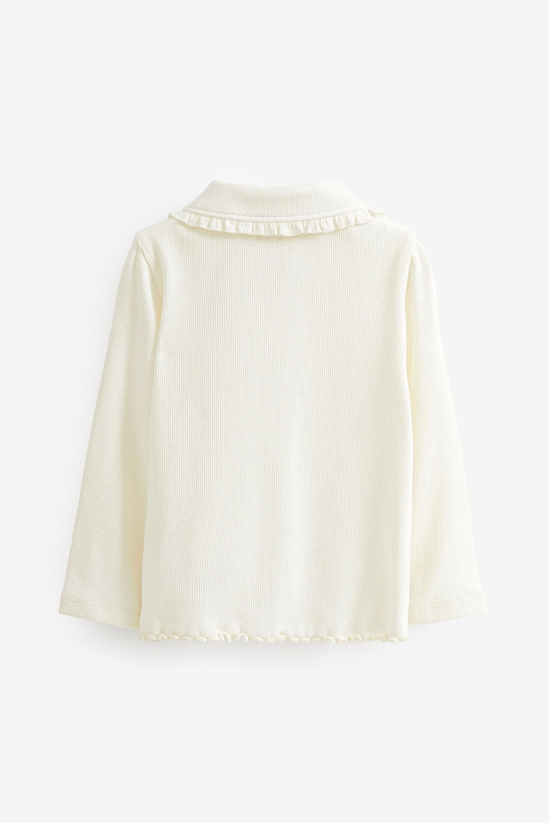 White Frill Collar Long Sleeve Cardigan Top (3mths-7yrs)