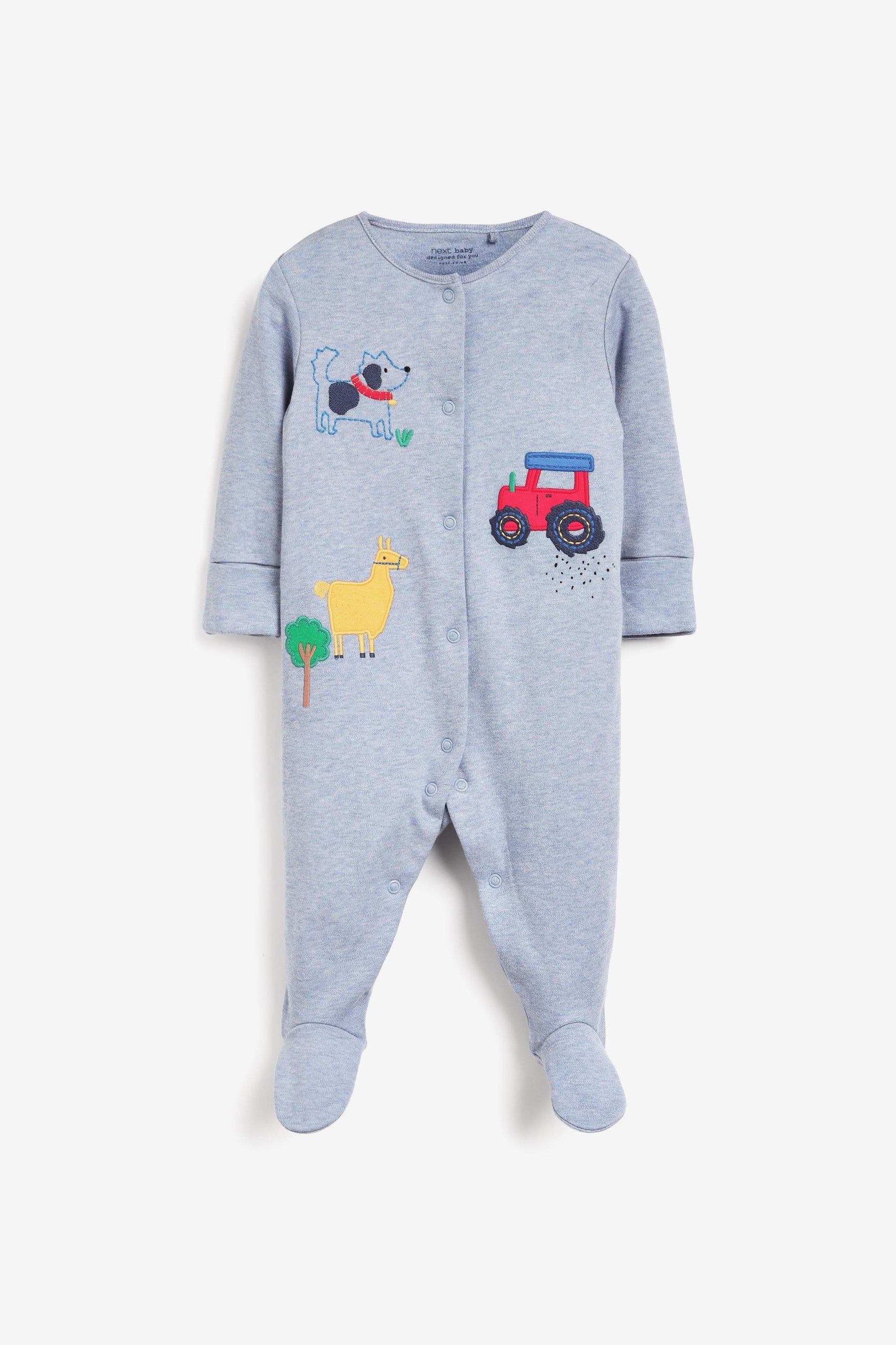 Farmyard Character Blue/Multi Baby Sleepsuits 5 Pack (0-2yrs)