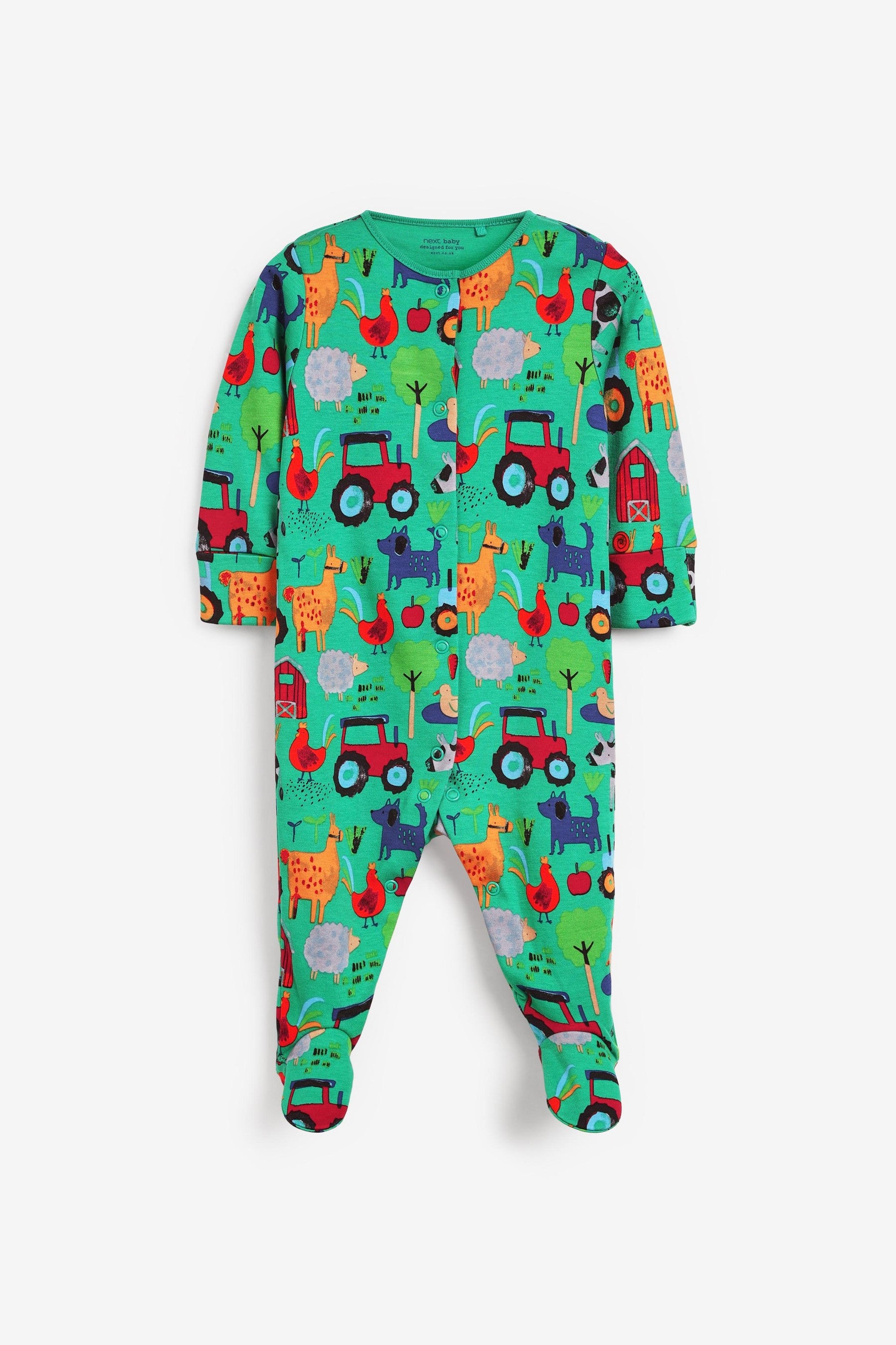 Farmyard Character Blue/Multi Baby Sleepsuits 5 Pack (0-2yrs)