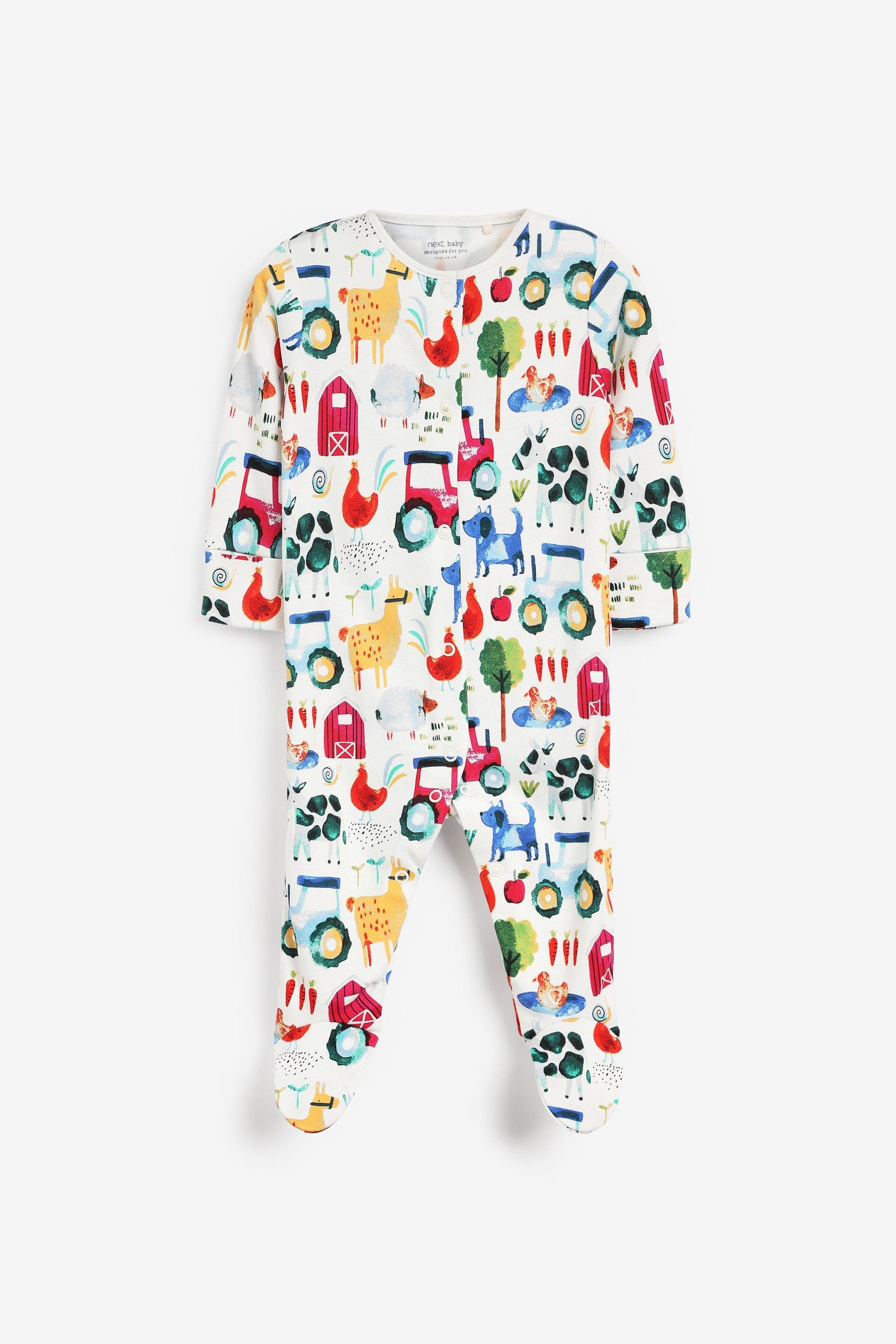 Farmyard Character Blue/Multi Baby Sleepsuits 5 Pack (0-2yrs)