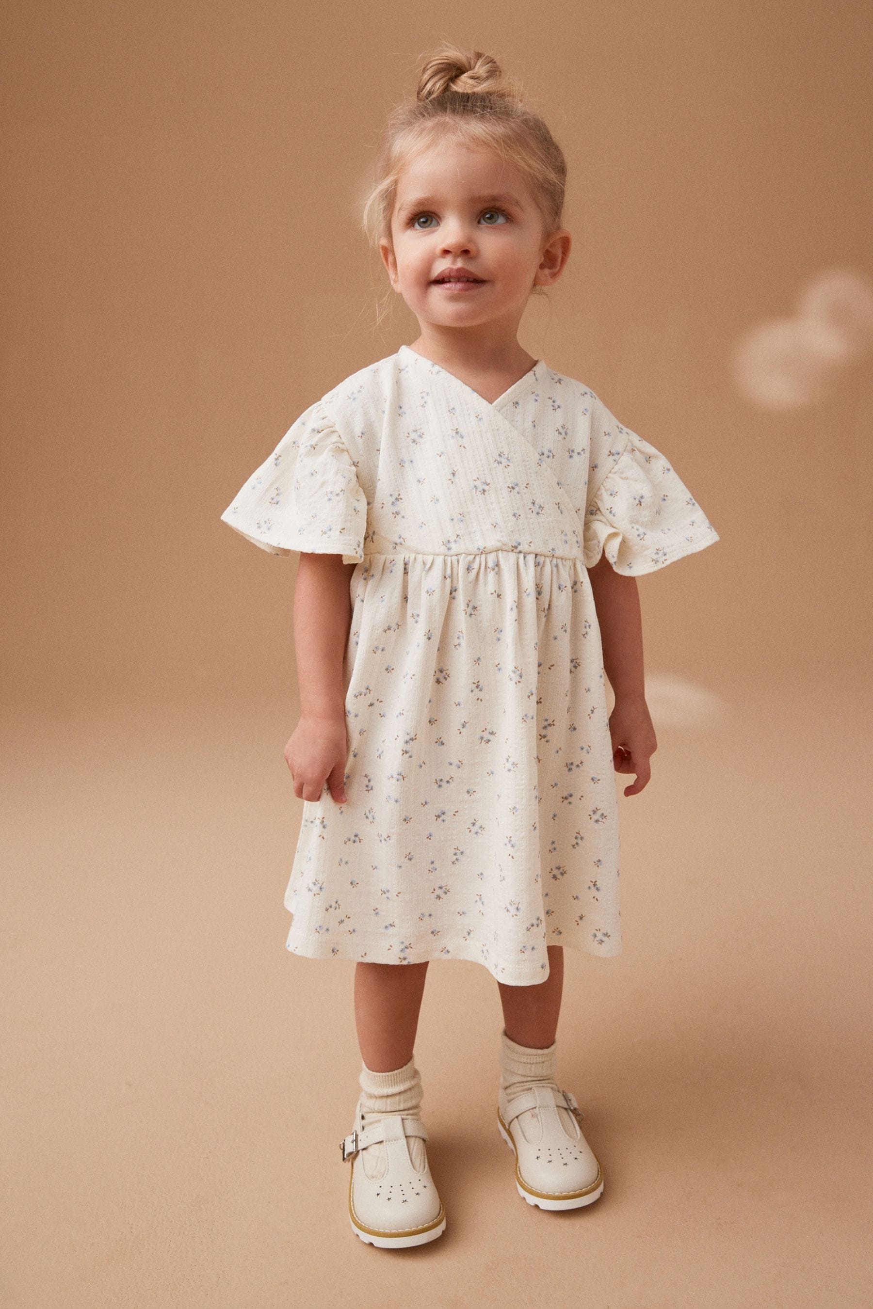 Cream Wrap Jersey Dress (3mths-7yrs)