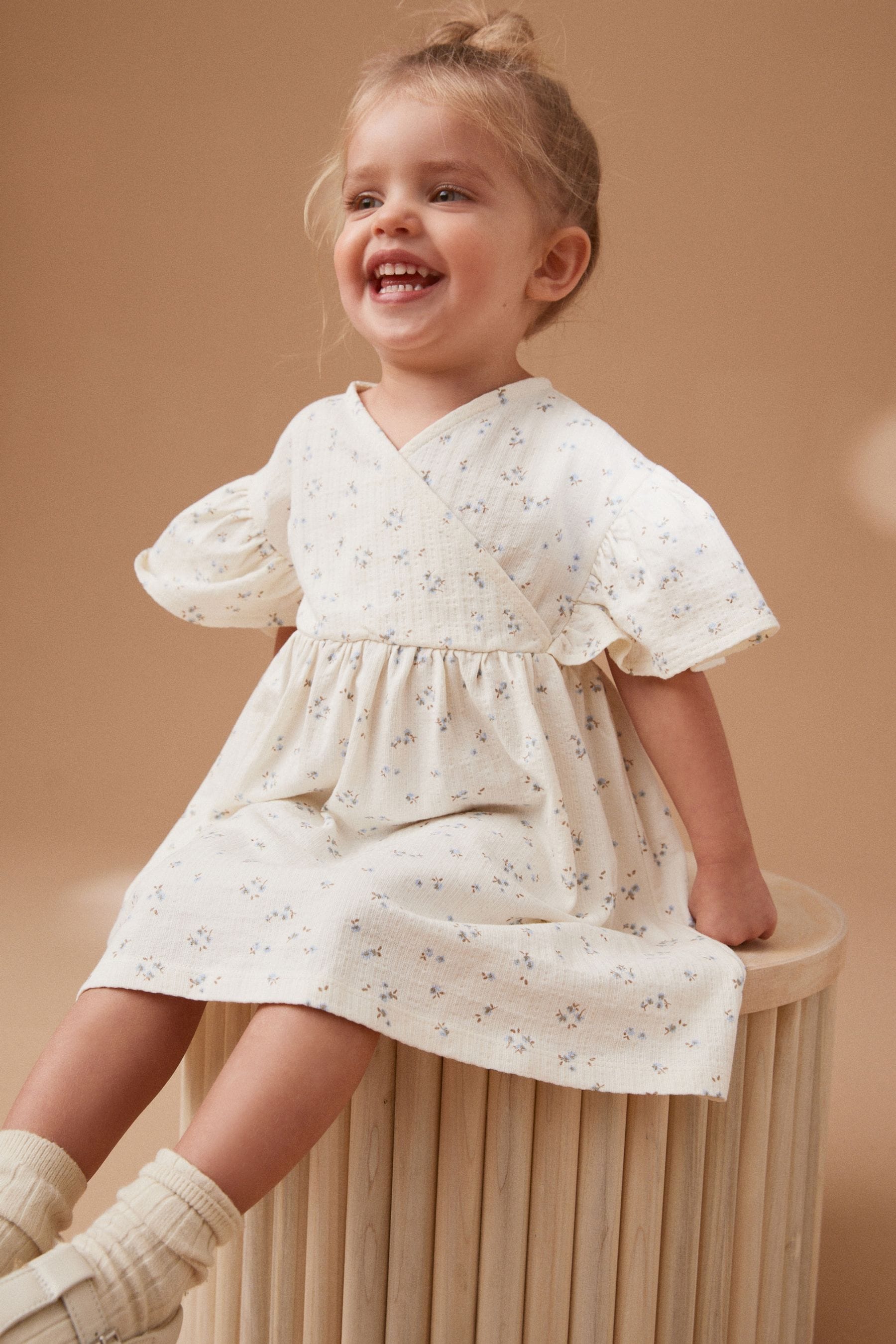 Cream Wrap Jersey Dress (3mths-7yrs)