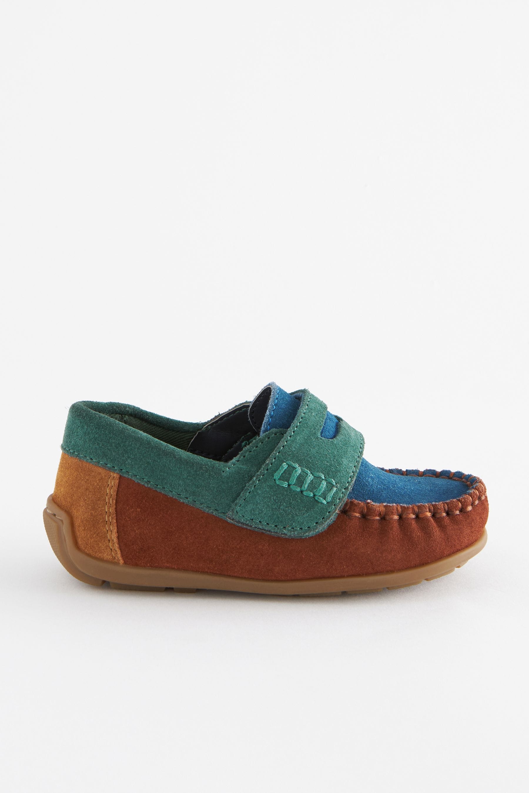 Multi Bright Leather Penny Loafers with Touch and Close Fastening