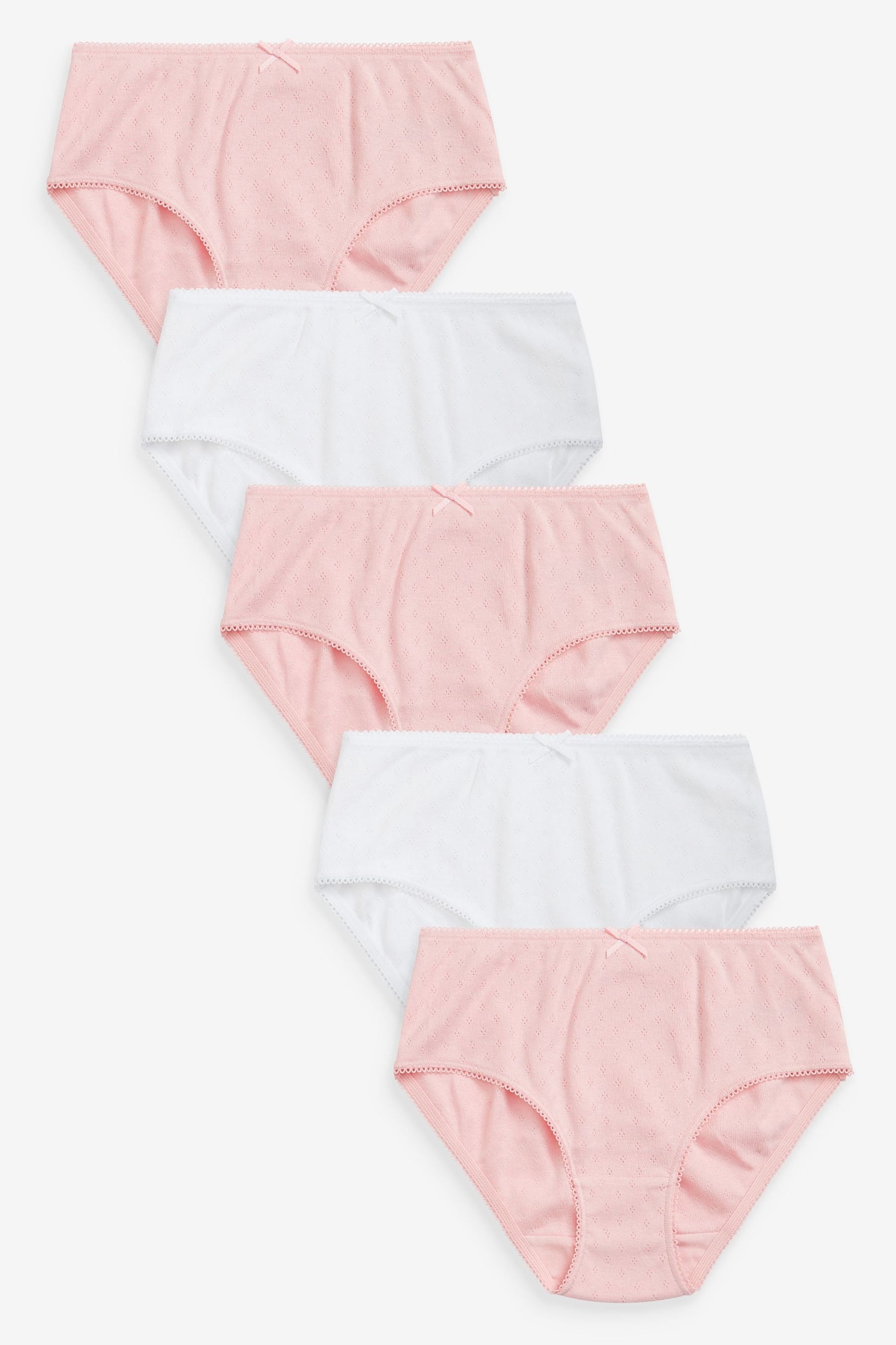 Pink/White 5 Pack Pointelle Briefs (1.5-12yrs)