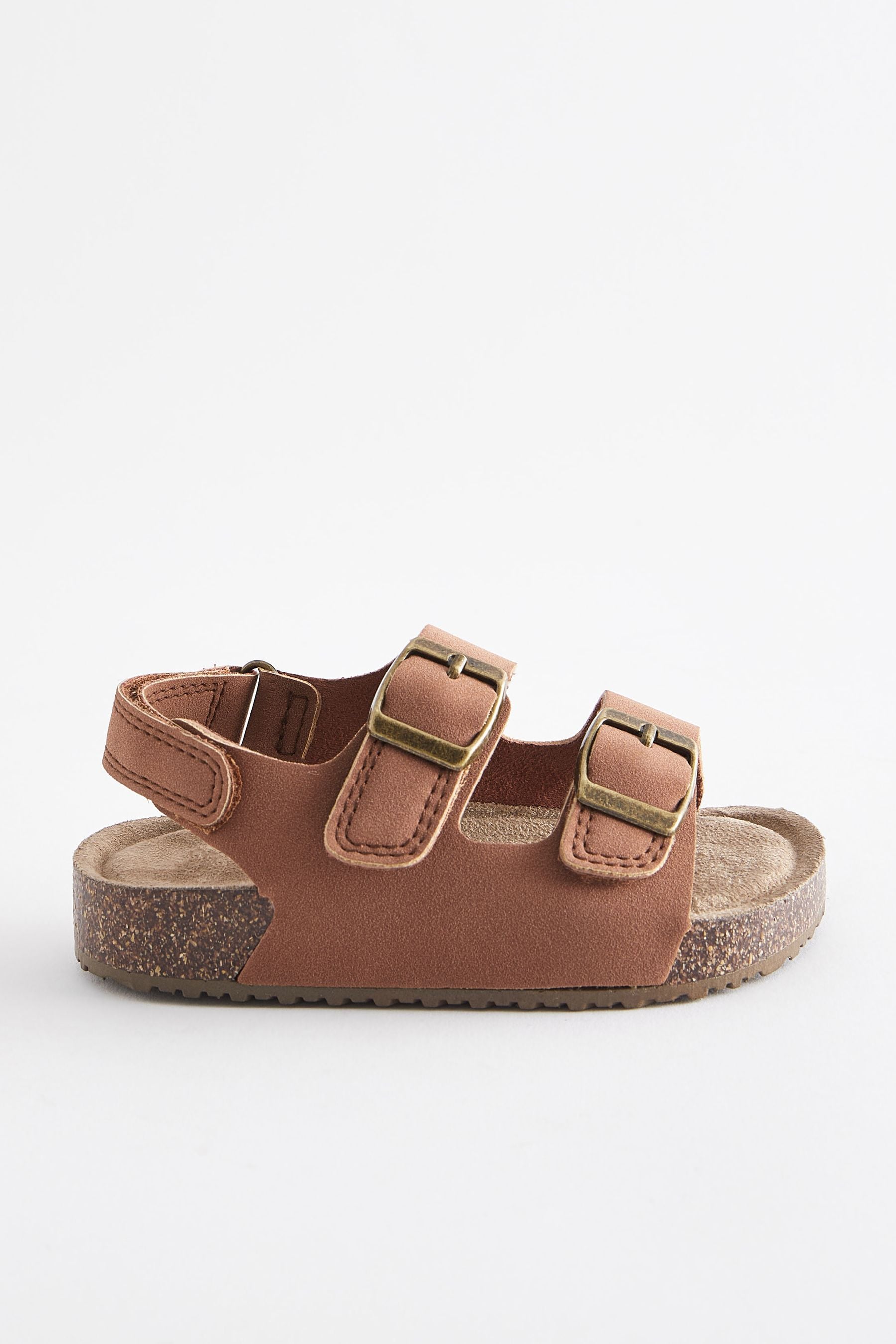 Terracotta Brown Double Buckle Cushioned Footbed Sandals