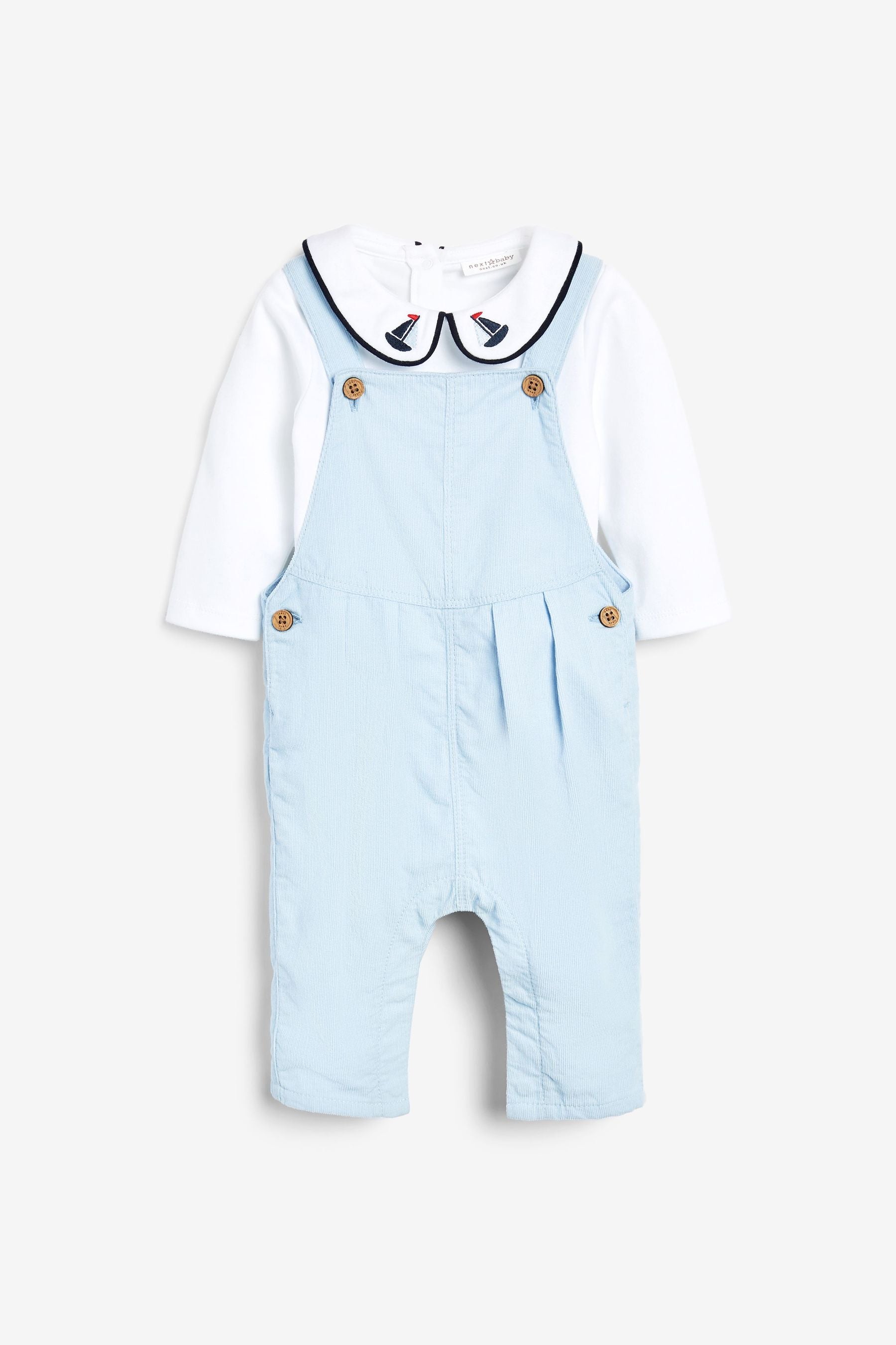 Blue Baby 2 Piece Smart Cord Dungarees And Jersey Bodysuit Set (0mths-3yrs)