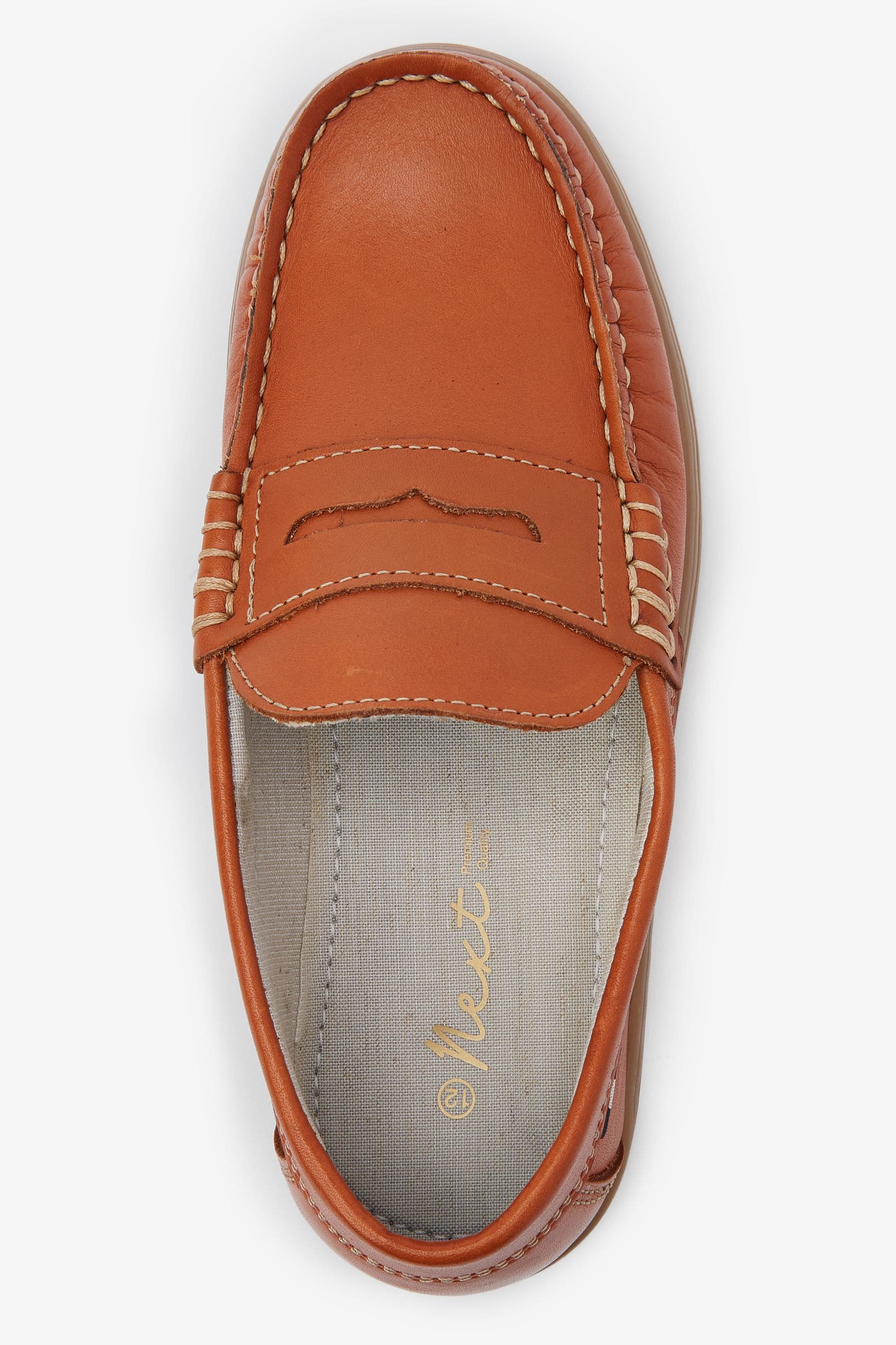 Tan Brown Leather Slip-On Penny Loafers