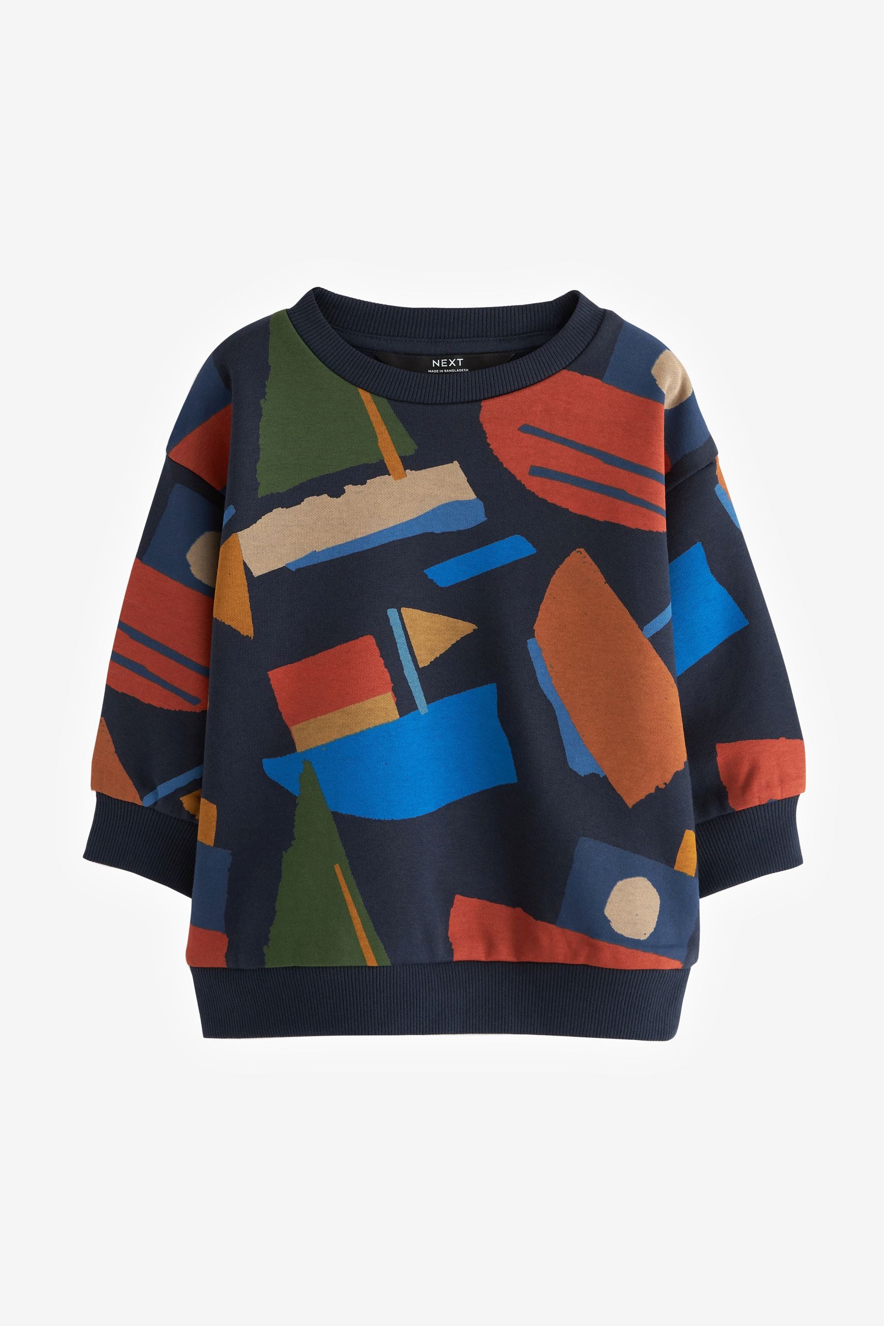 Multi Long Sleeve Boat Printed Crew Neck Sweatshirt (3mths-7yrs)