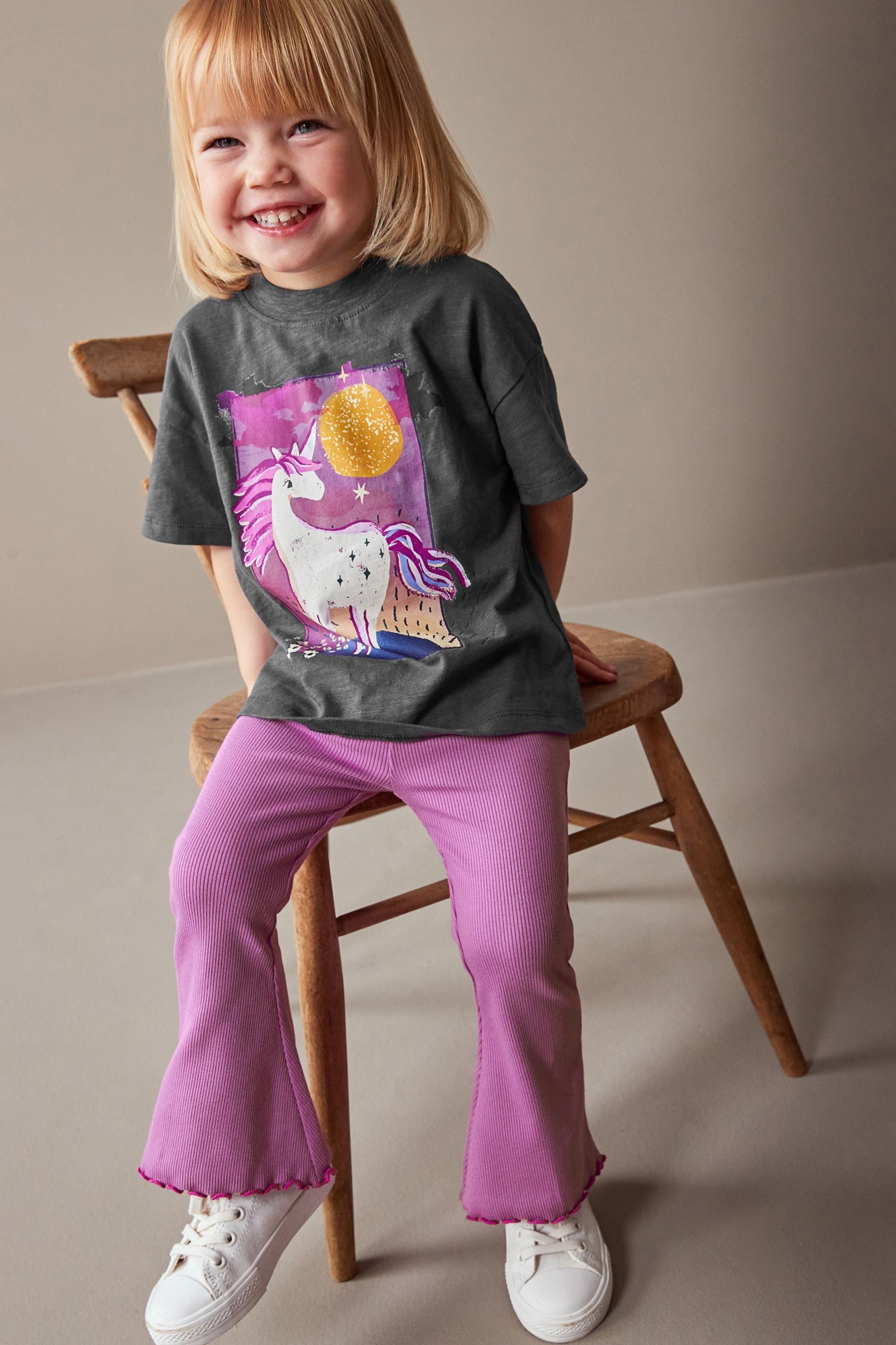 Purple Unicorn Flare Legging & Top Set (3mths-7yrs)