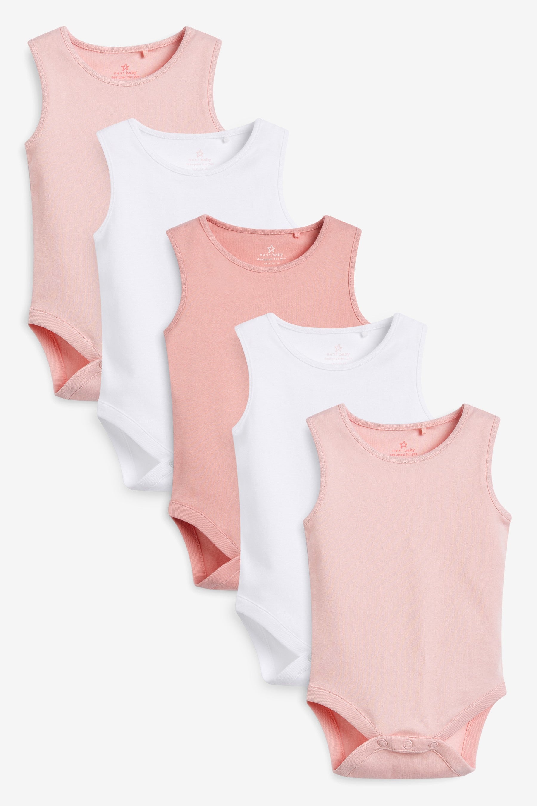 Pink/White Baby Vest Bodysuits