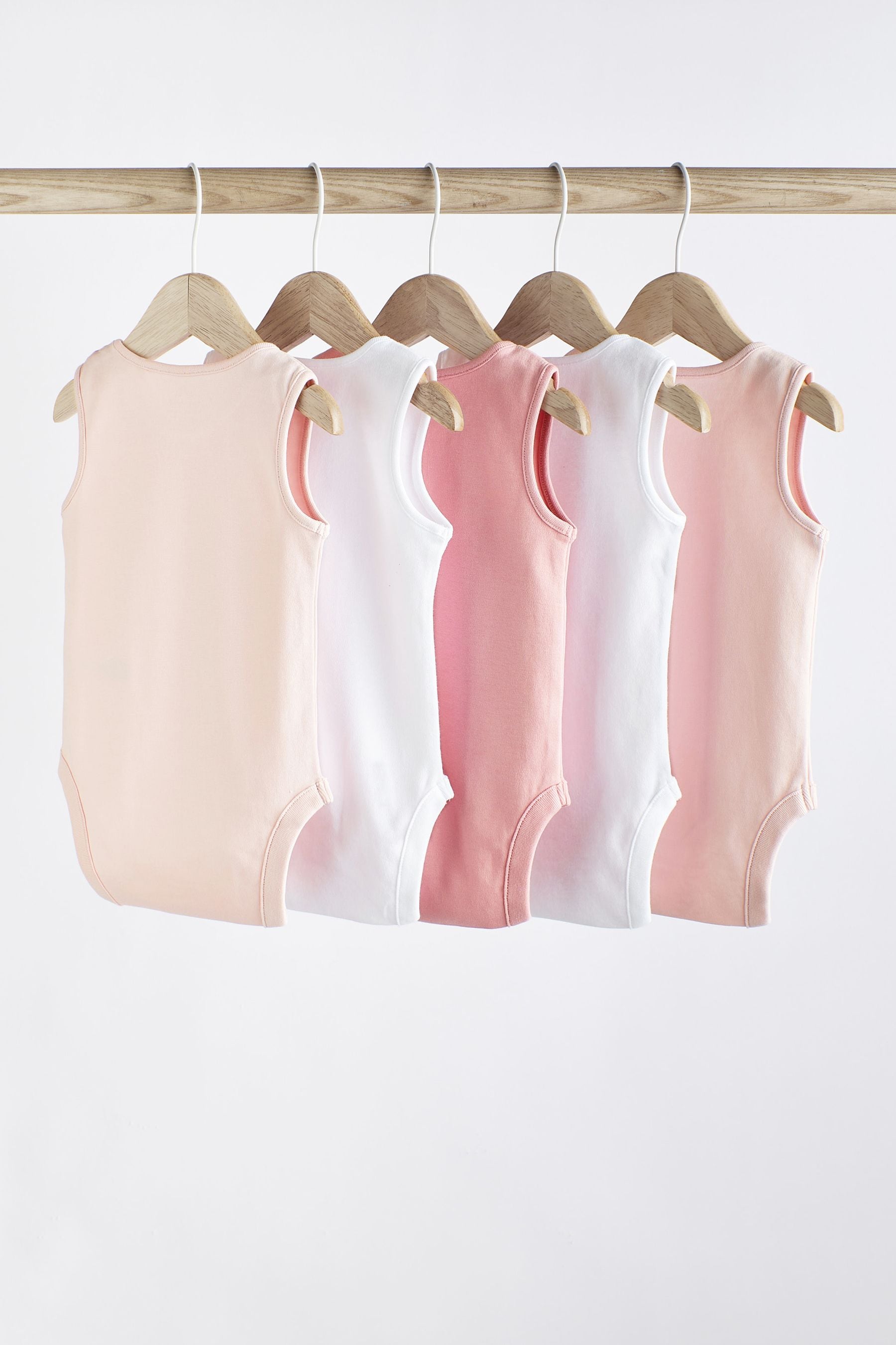 Pink/White Baby Vest Bodysuits