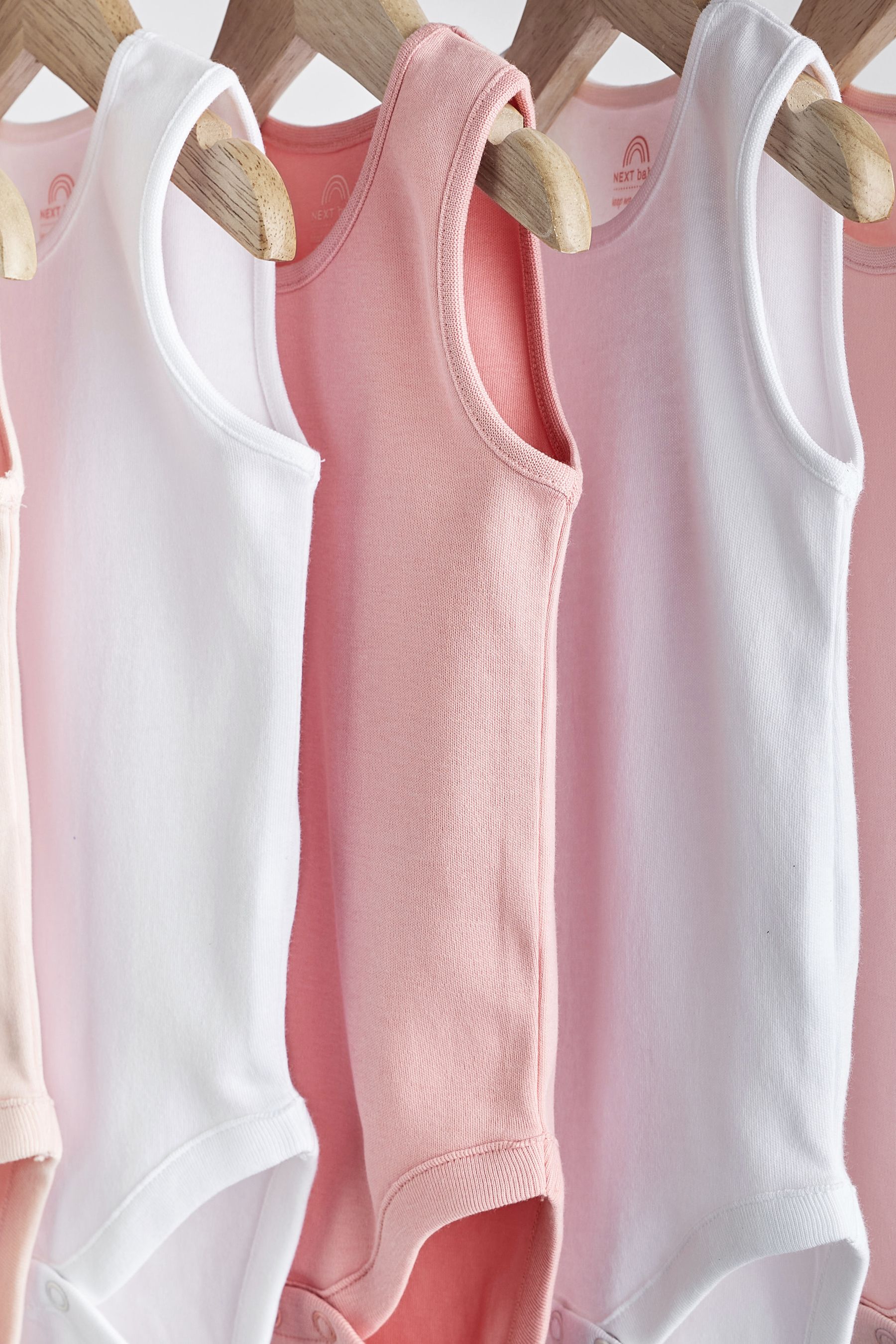 Pink/White Baby Vest Bodysuits