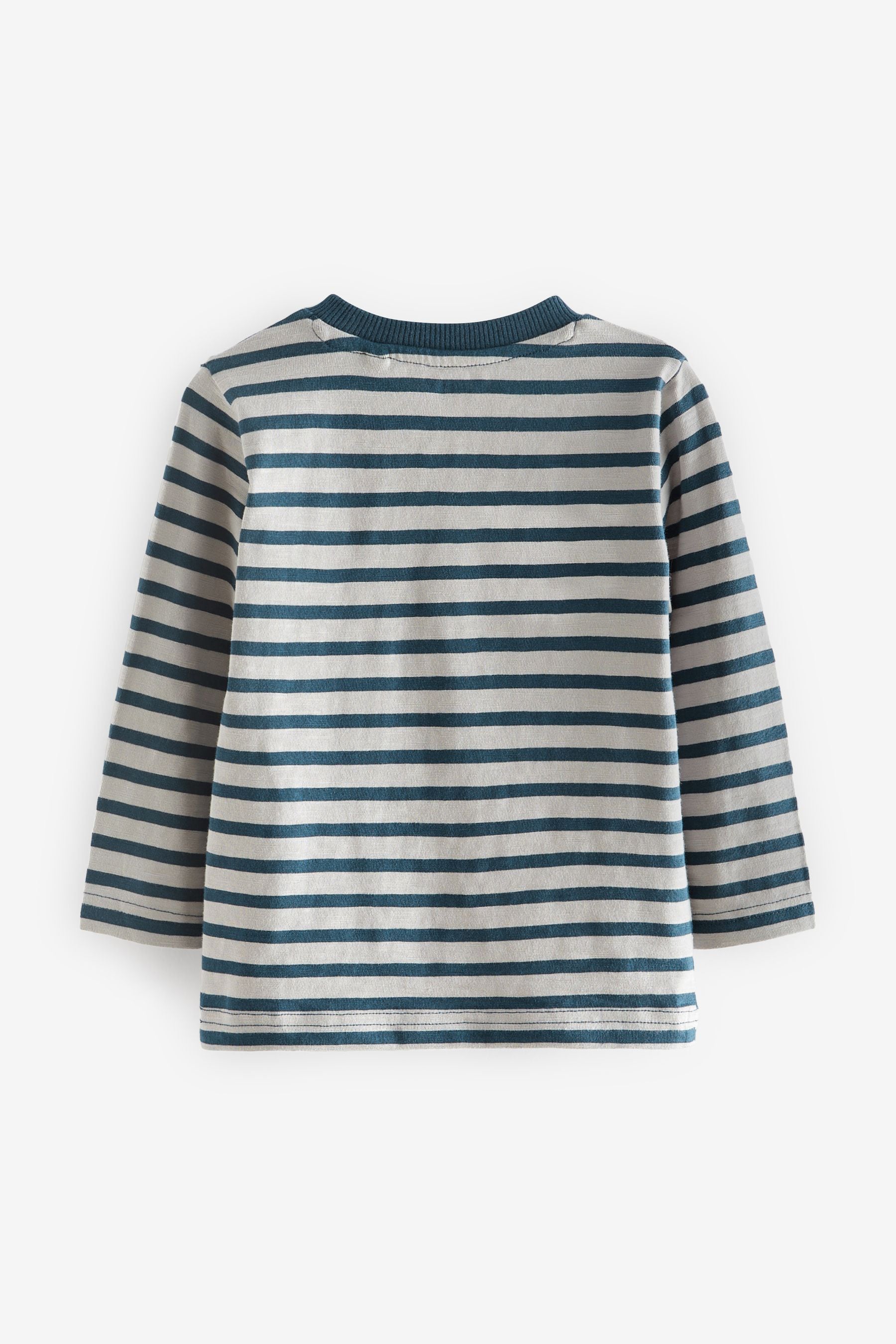 Navy Blue/White Stripe Polar Bear Long Sleeve Pocket T-Shirt (3mths-7yrs)