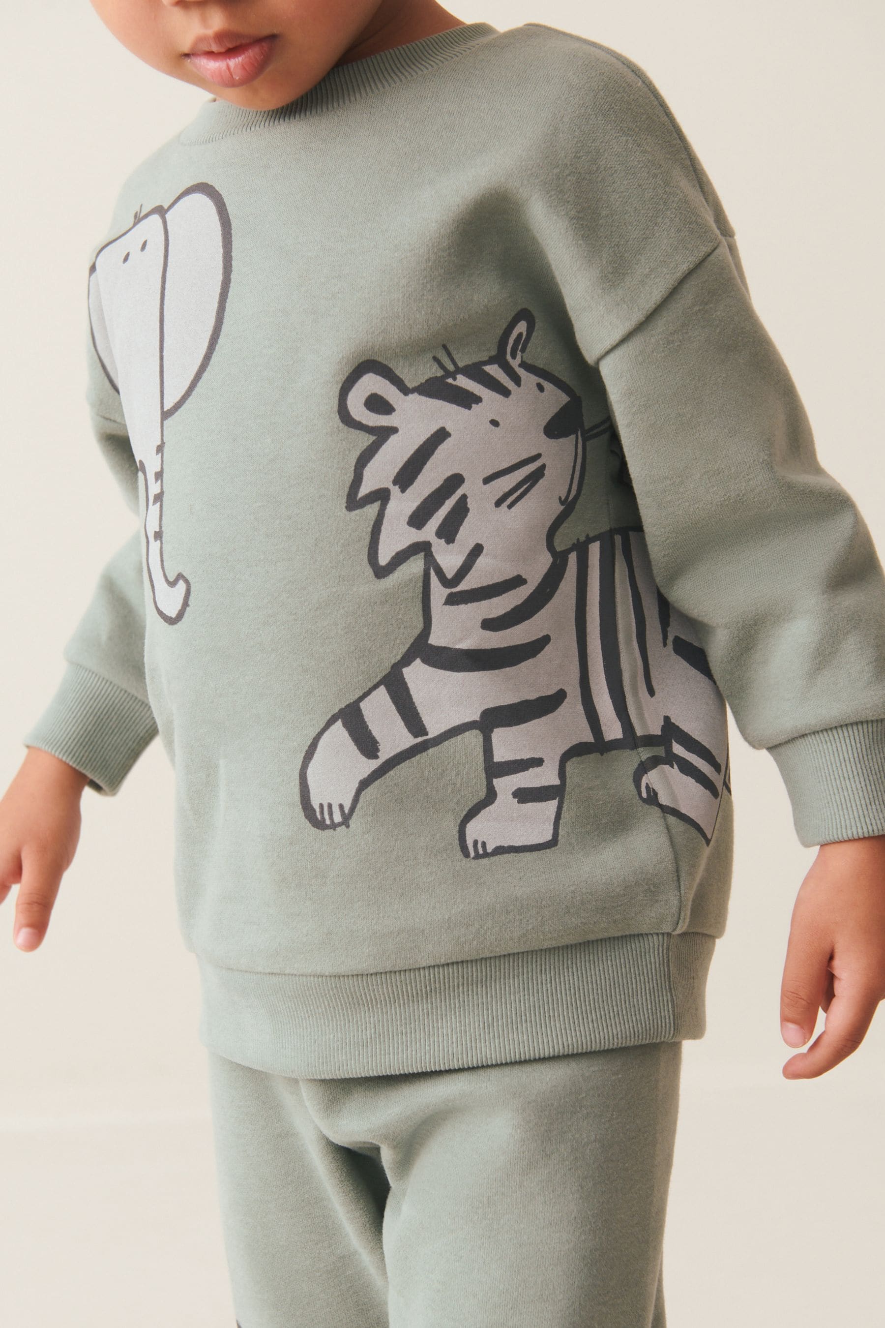 Mineral Blue Animal Character Sweatshirt and Jogger Set (3mths-7yrs)