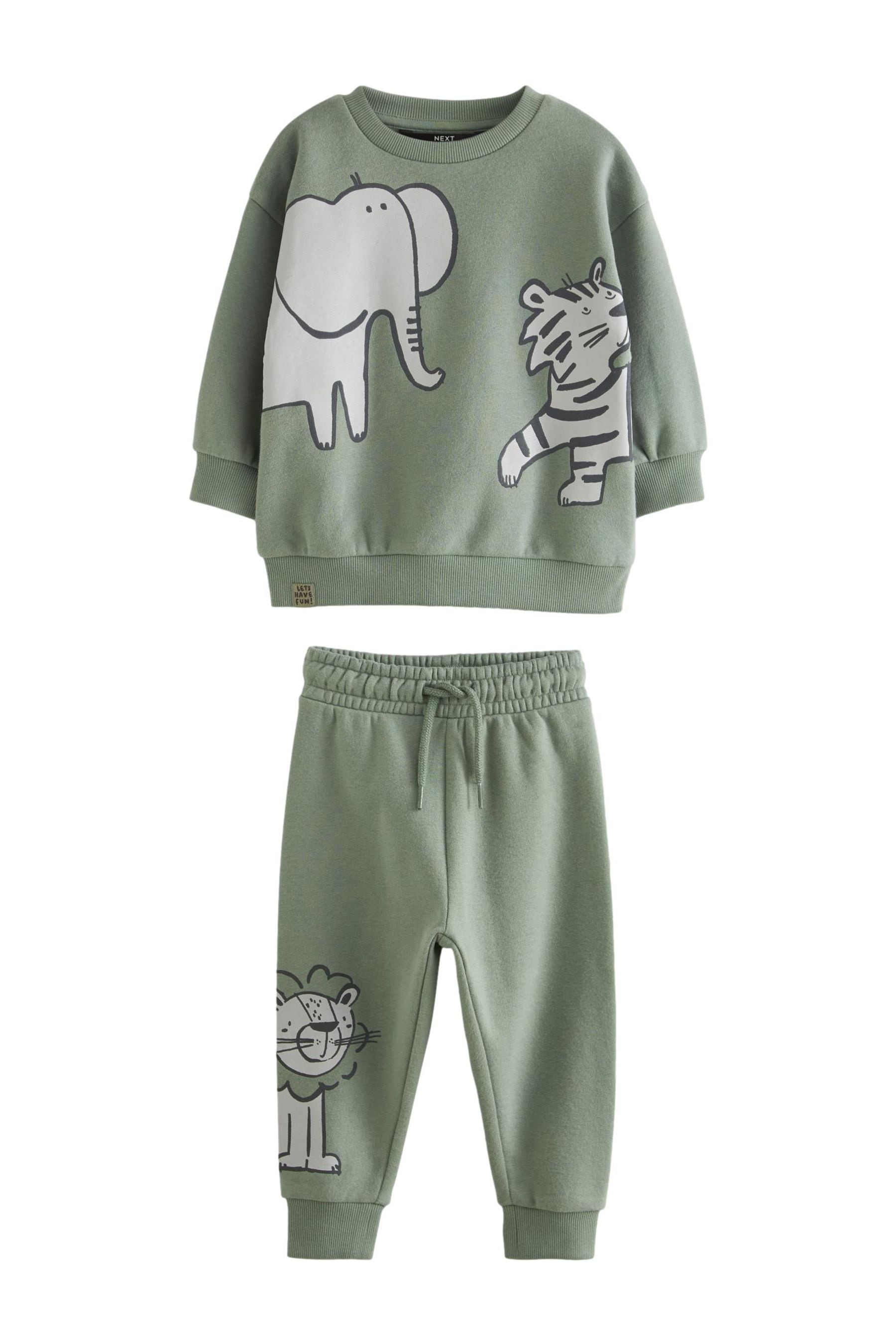 Mineral Blue Animal Character Sweatshirt and Jogger Set (3mths-7yrs)