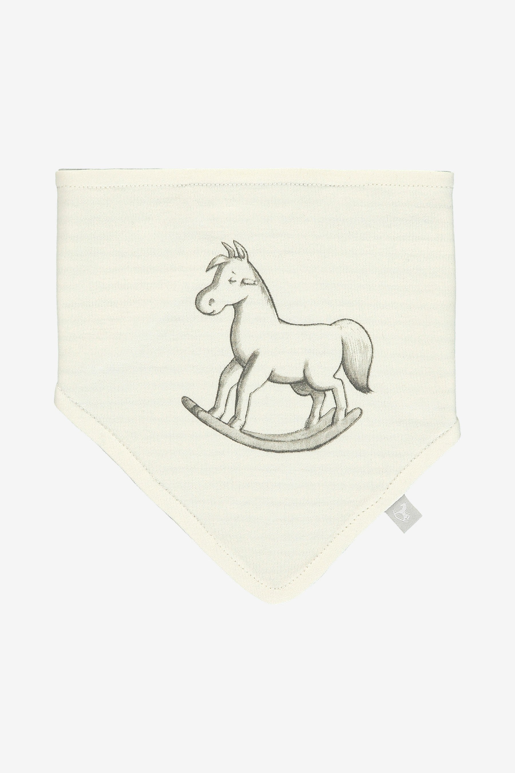 Cream The Little Tailor Blue Rocking Horse Jersey Bibs Two Pack