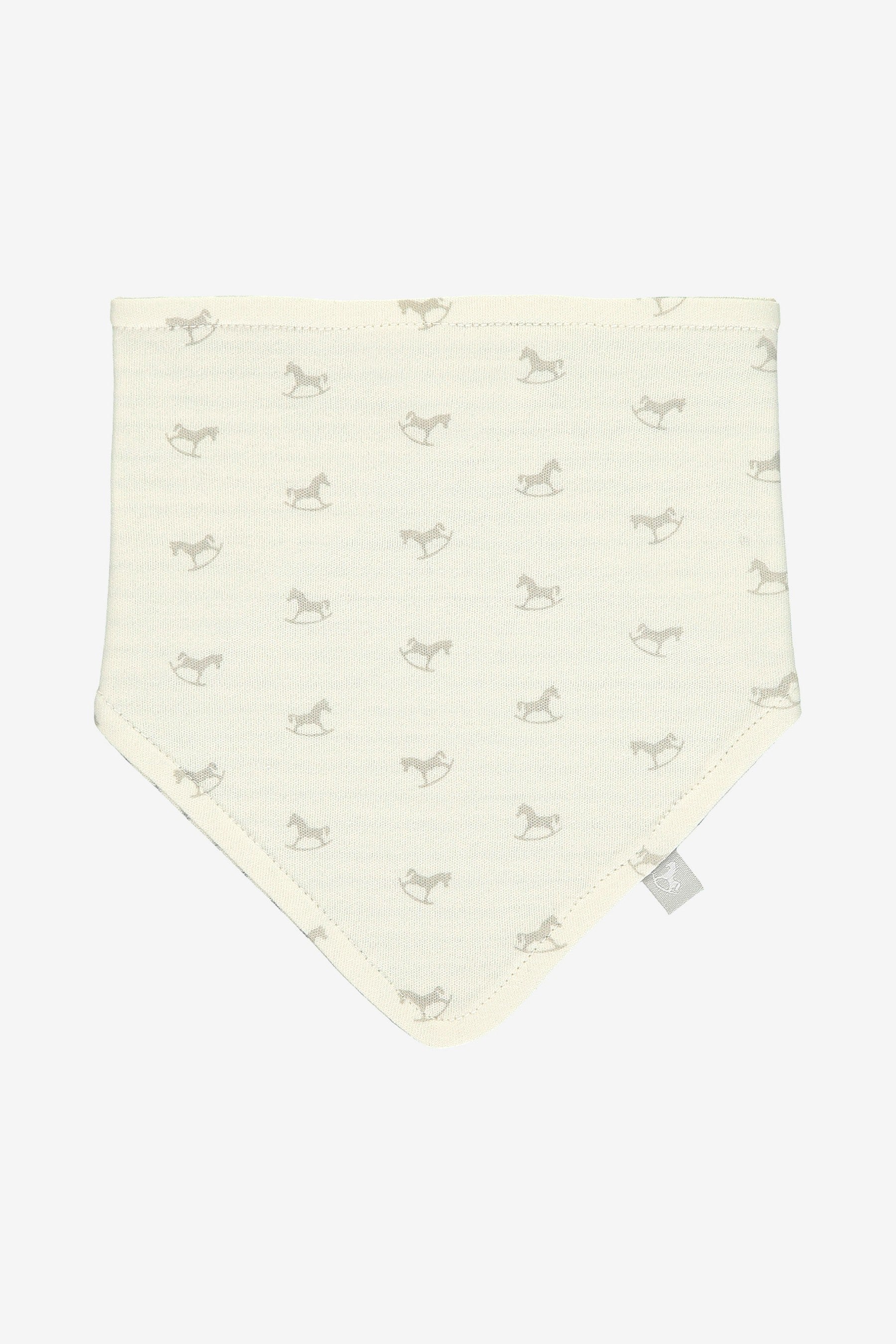 Cream The Little Tailor Blue Rocking Horse Jersey Bibs Two Pack