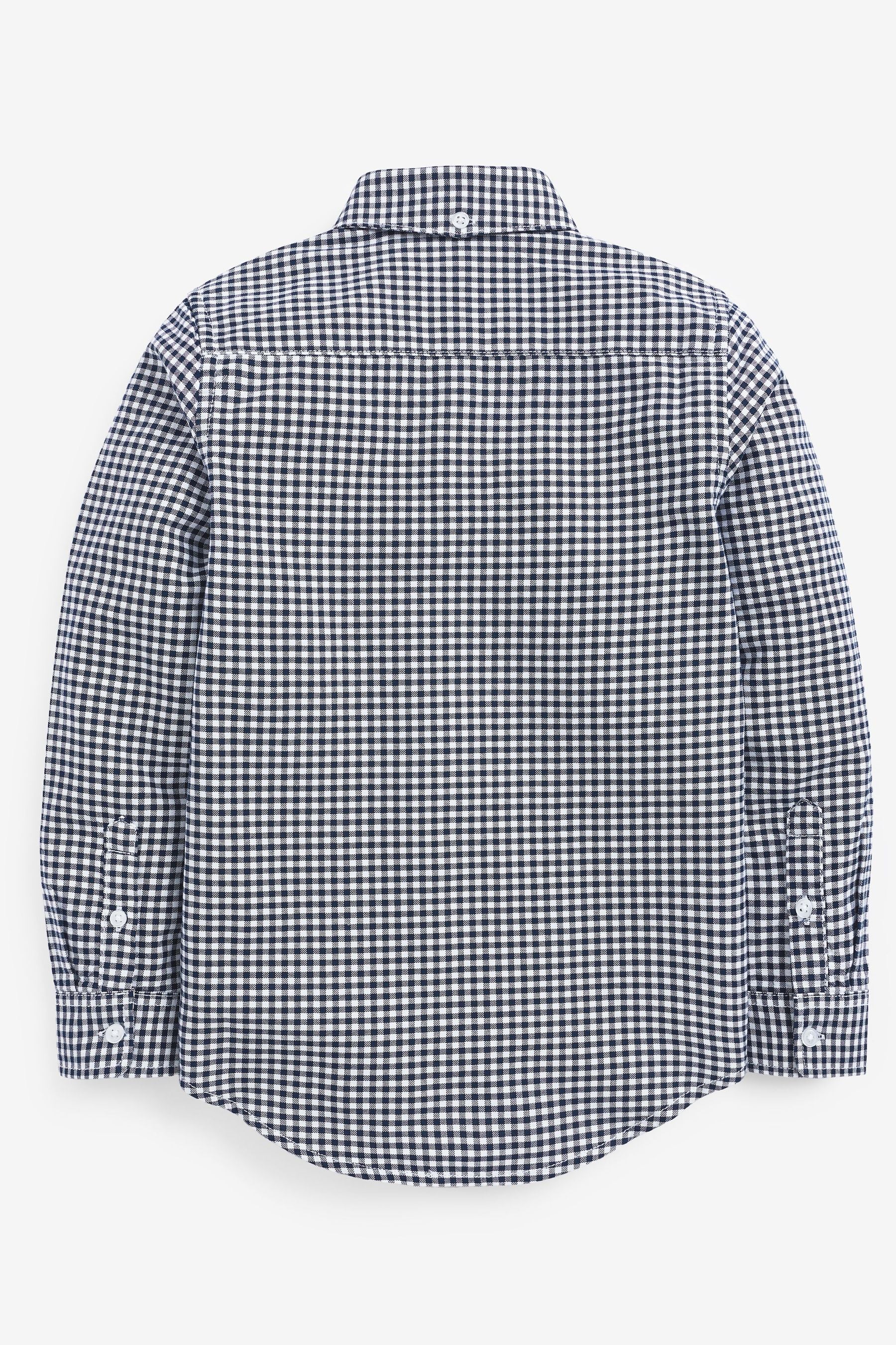 Navy Blue Gingham Plain Oxford Shirt (3-16yrs)