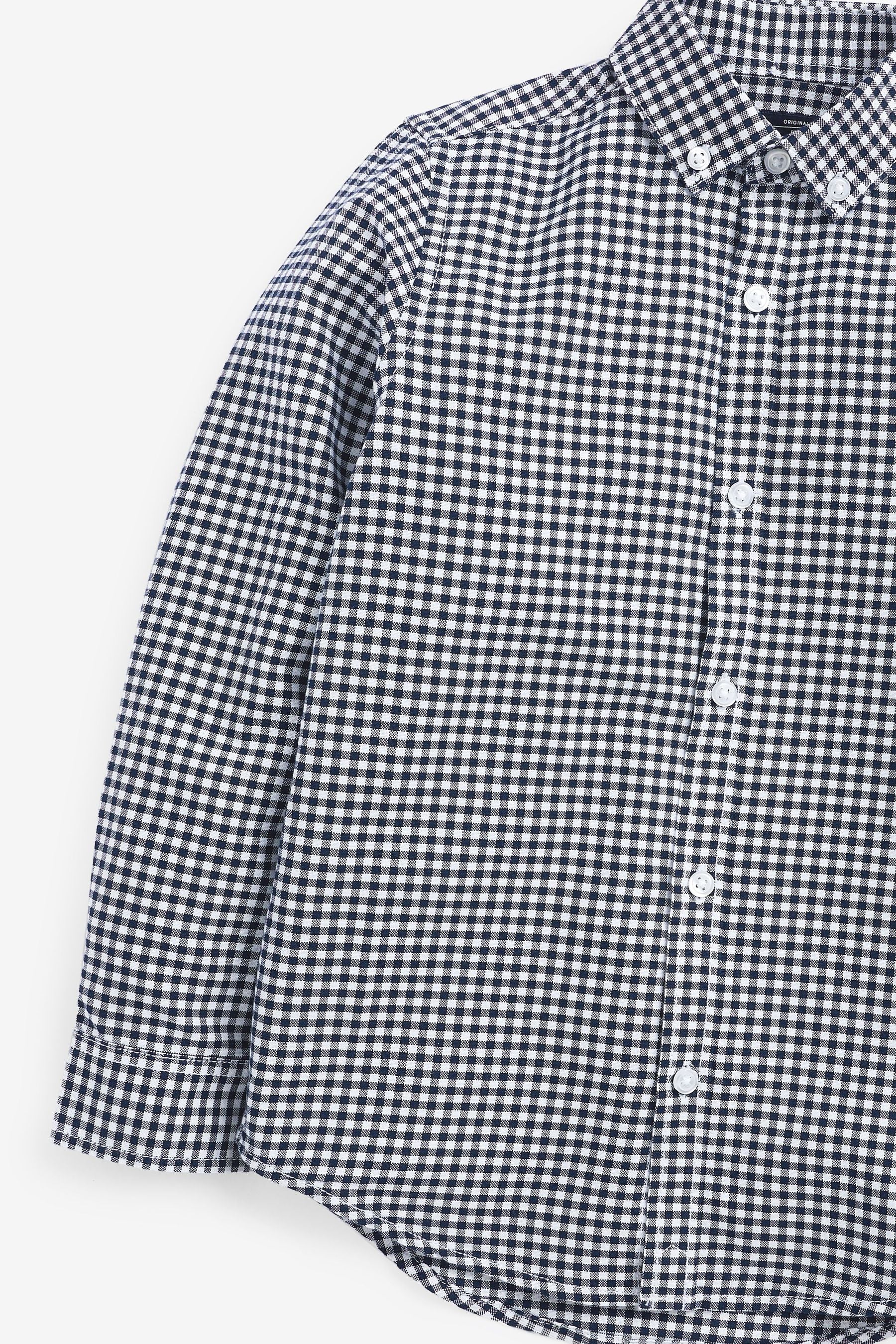 Navy Blue Gingham Plain Oxford Shirt (3-16yrs)