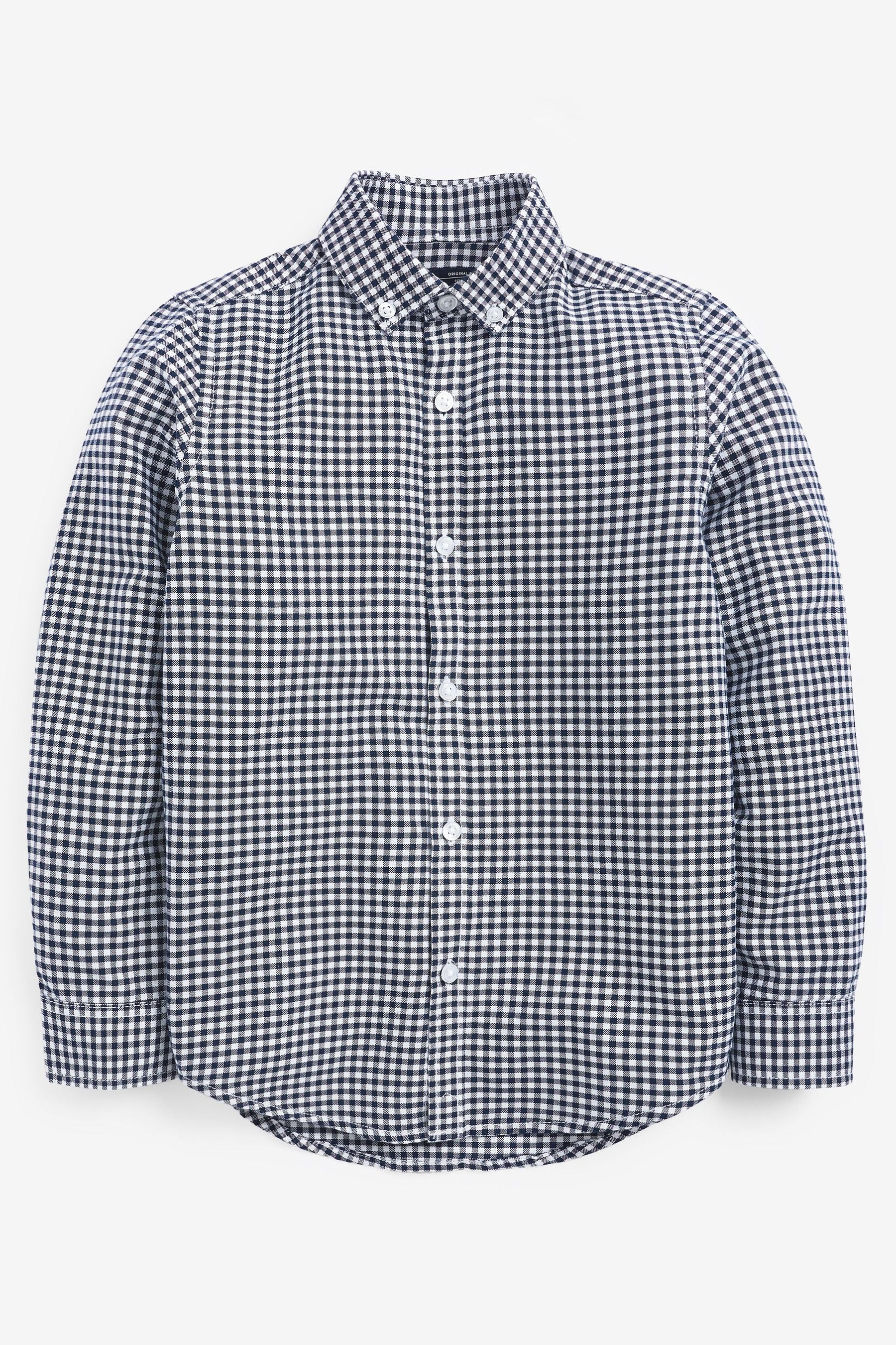 Navy Blue Gingham Plain Oxford Shirt (3-16yrs)