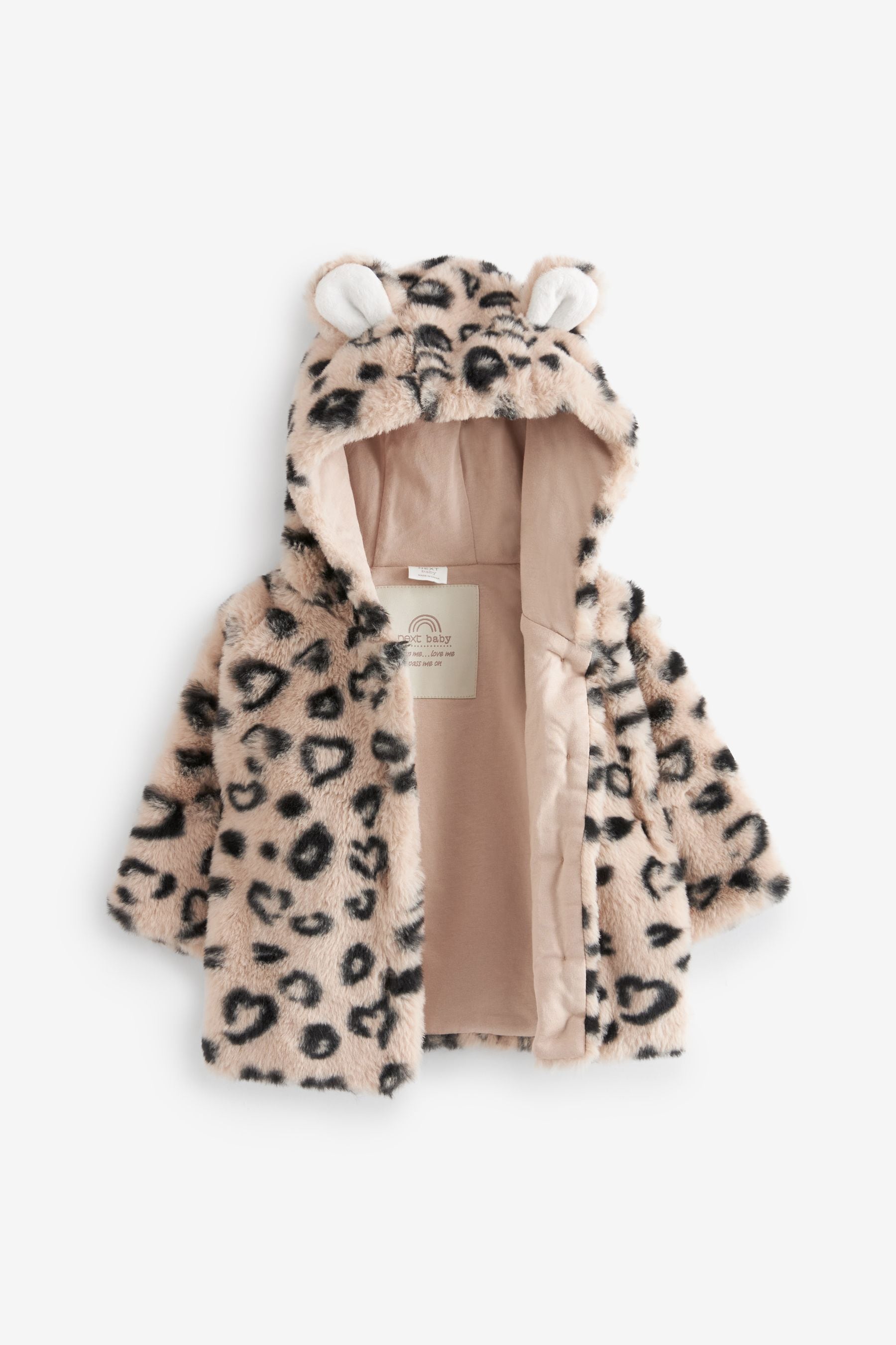 Brown/ Black Leopard Hooded Ears Cosy Button-Up Baby Jacket (0mths-2yrs)