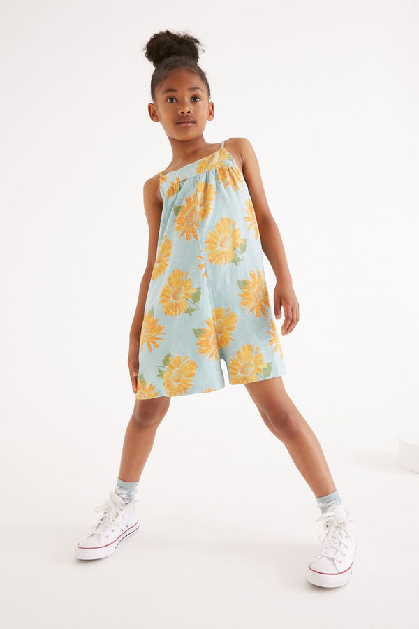 Cream Sunflower Print Playsuit (3-16yrs)