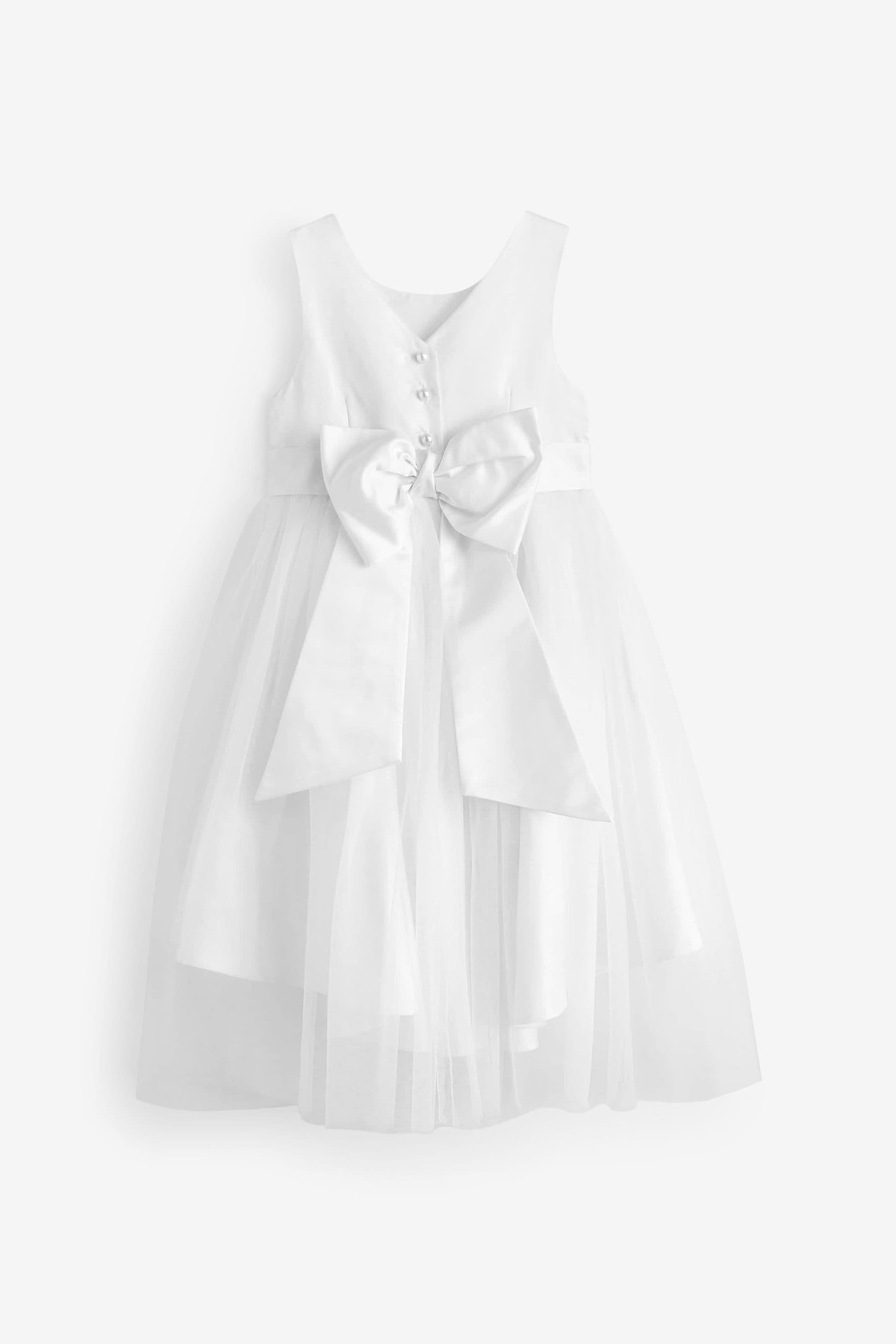 White Flower Girl Bow Dress (3mths-16yrs)