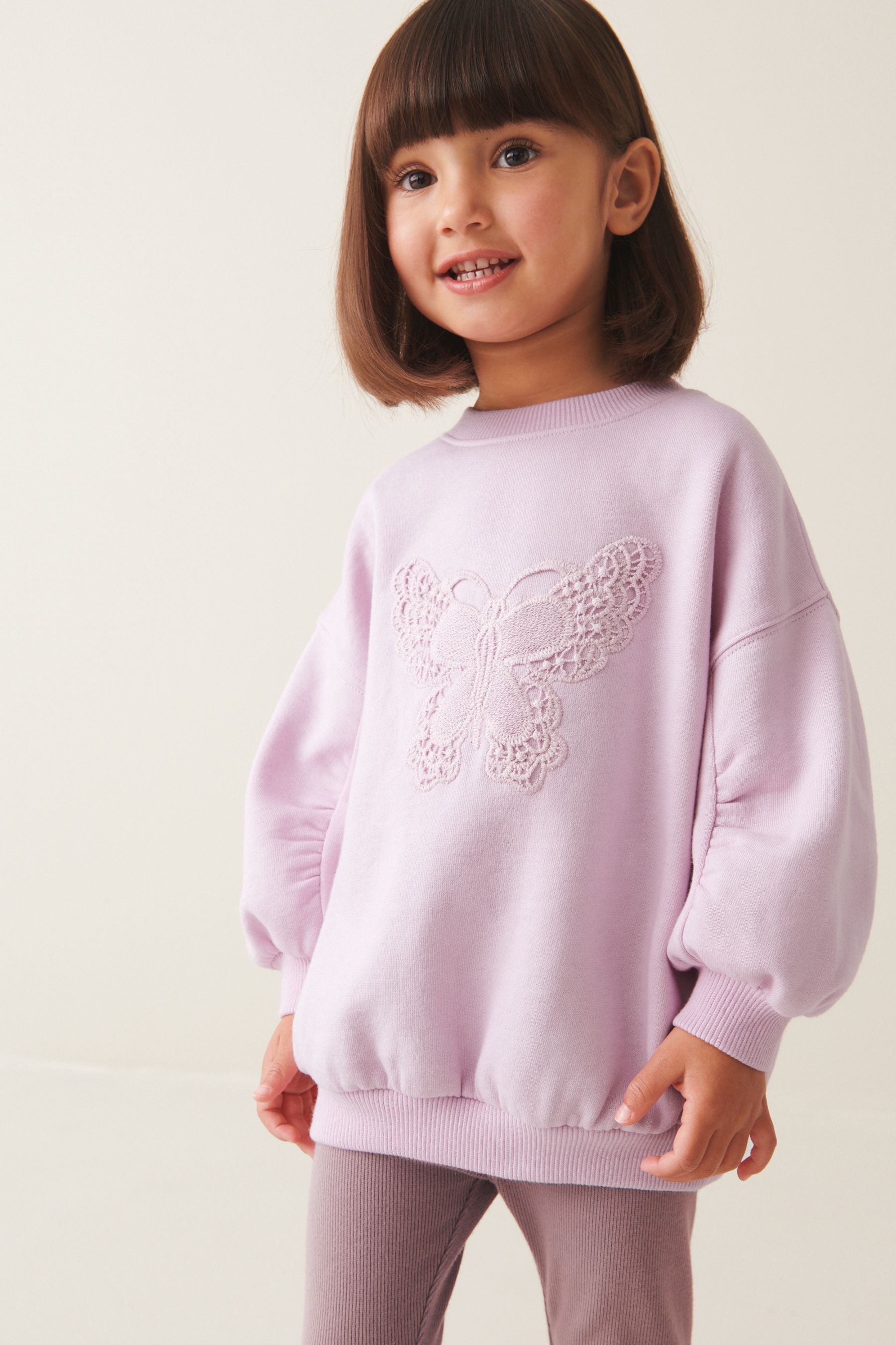 Lilac Purple Crew Sweatshirt and Leggings Set (3mths-7yrs)