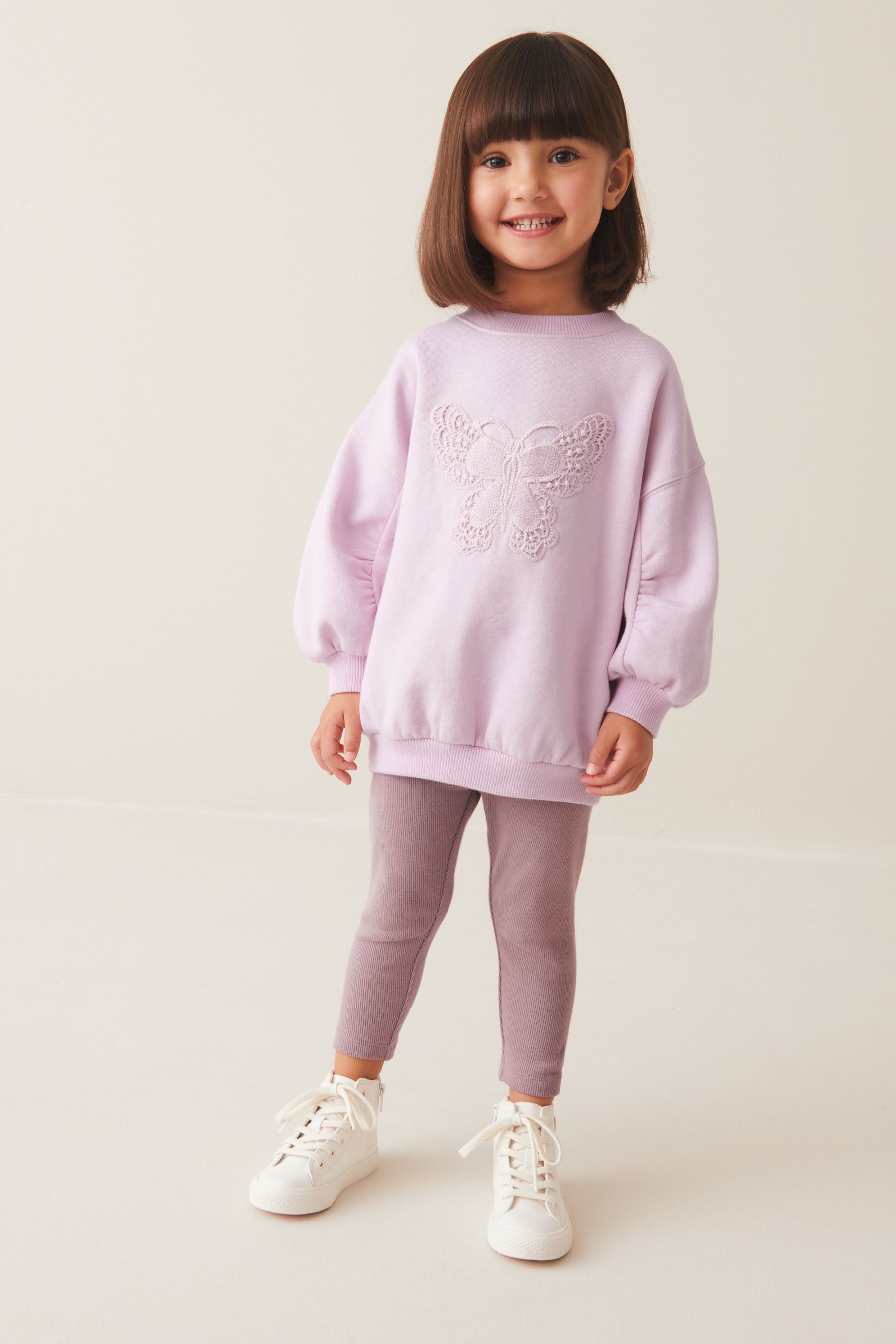 Lilac Purple Crew Sweatshirt and Leggings Set (3mths-7yrs)