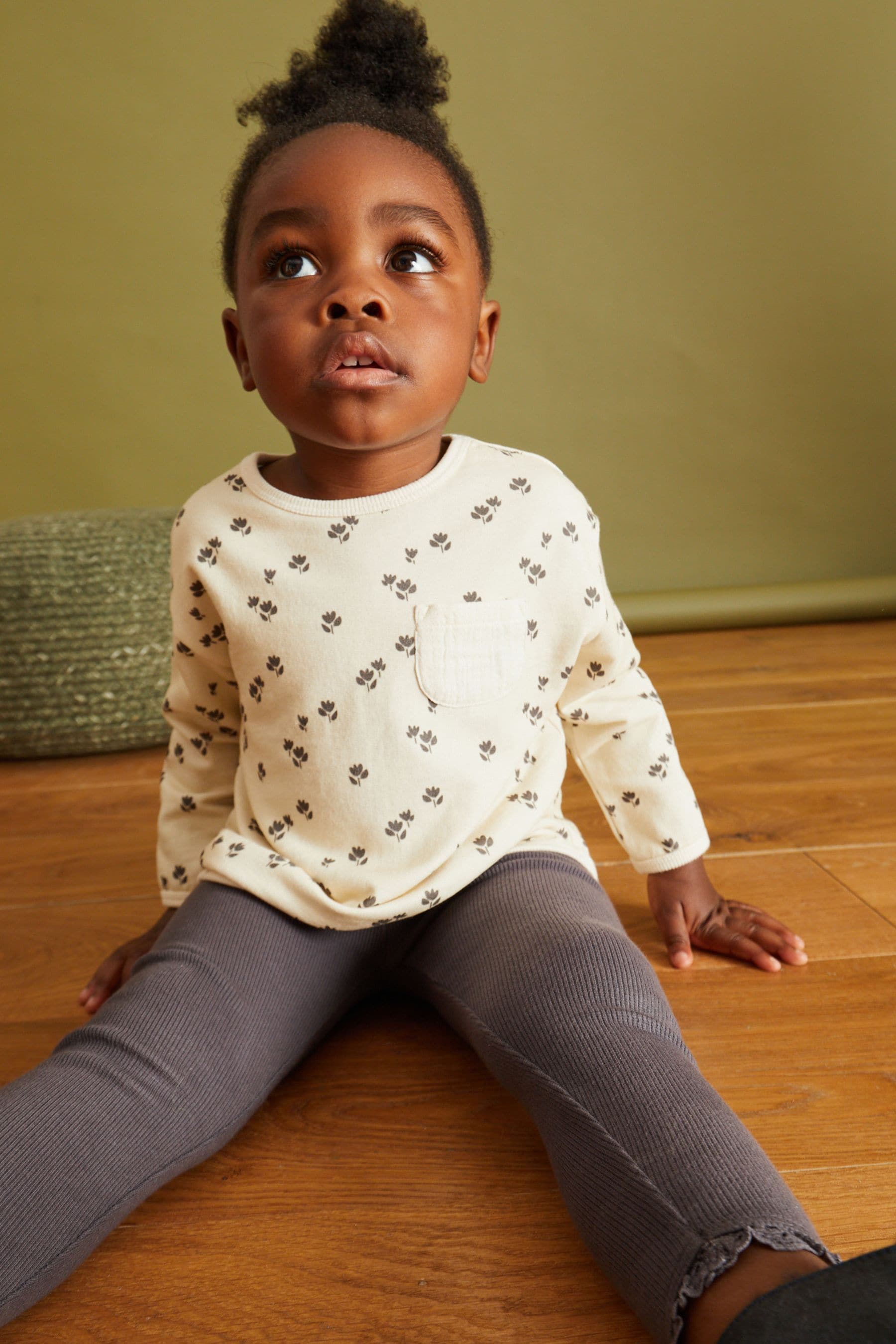 Neutral Long Sleeve Pocket T-Shirt And Leggings Set (3mths-7yrs)