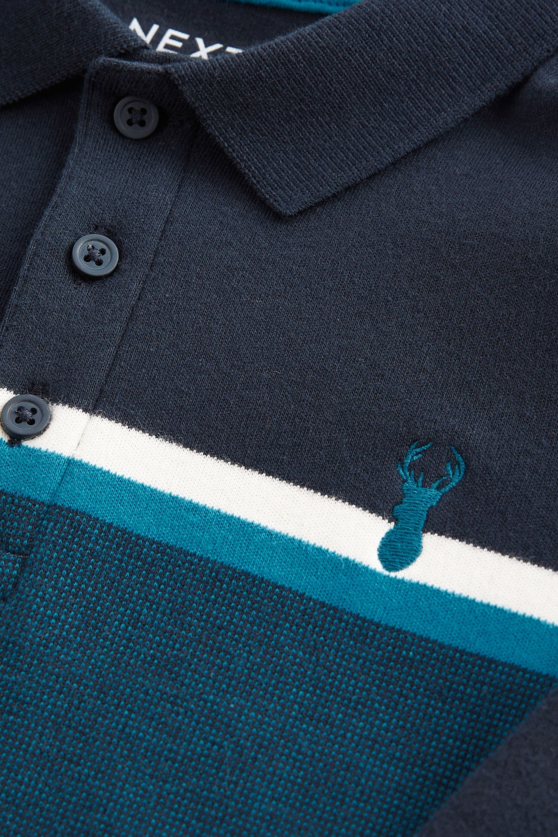 Teal/Navy Blue Colourblock Long Sleeve Polo Shirt (3-16yrs)