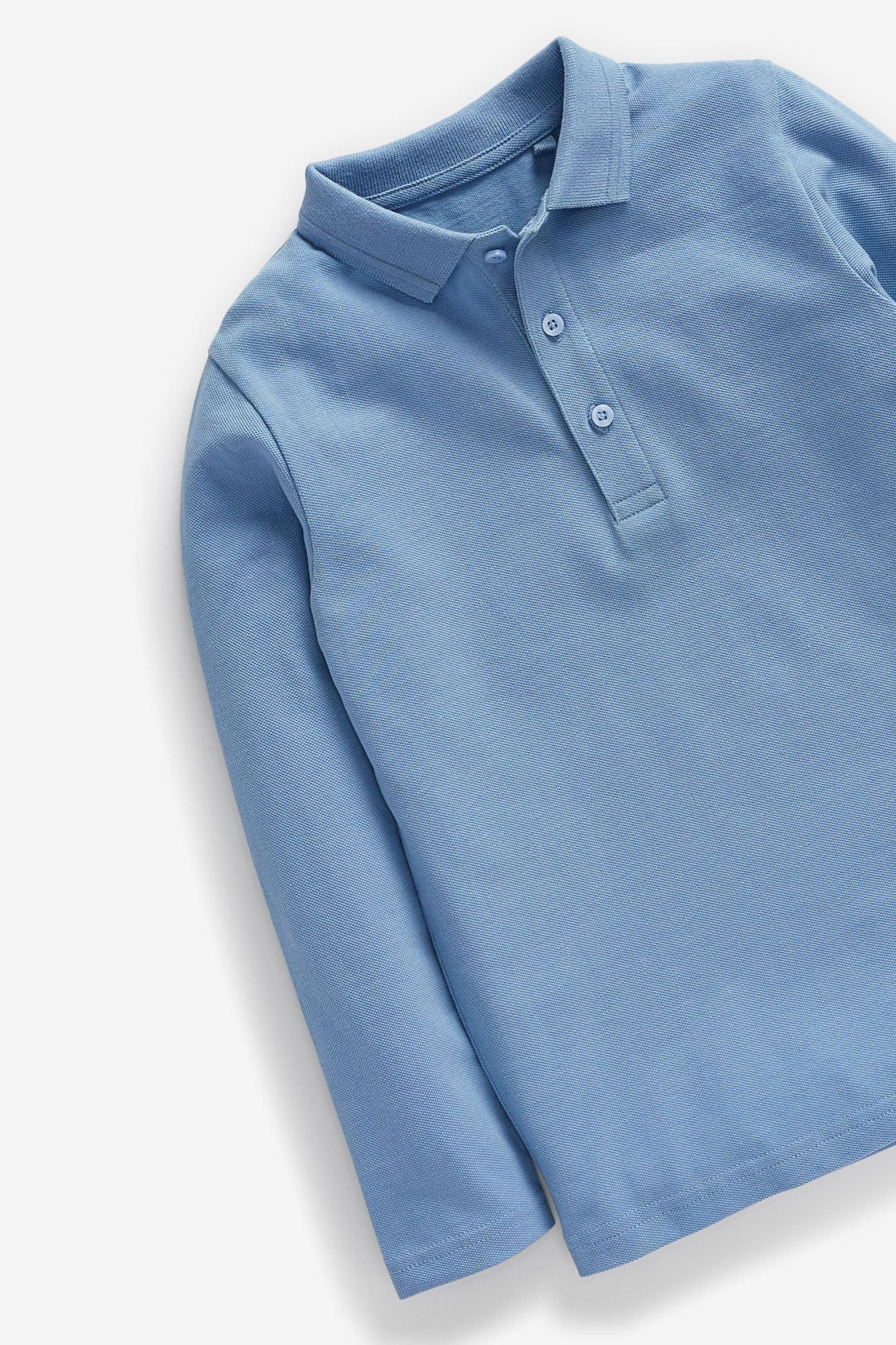 Blue Long Sleeve School Polo Shirts (3-16yrs)