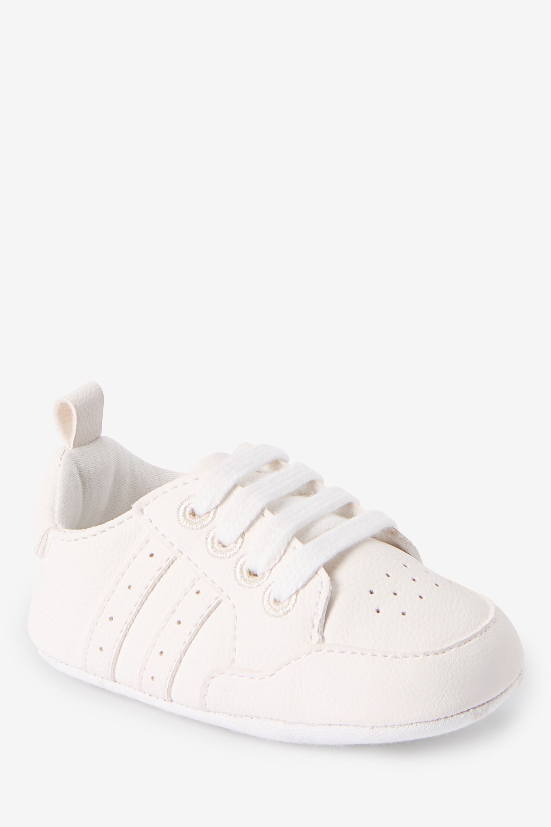 White Baby Lace-Up Pram Trainers (0-24mths)