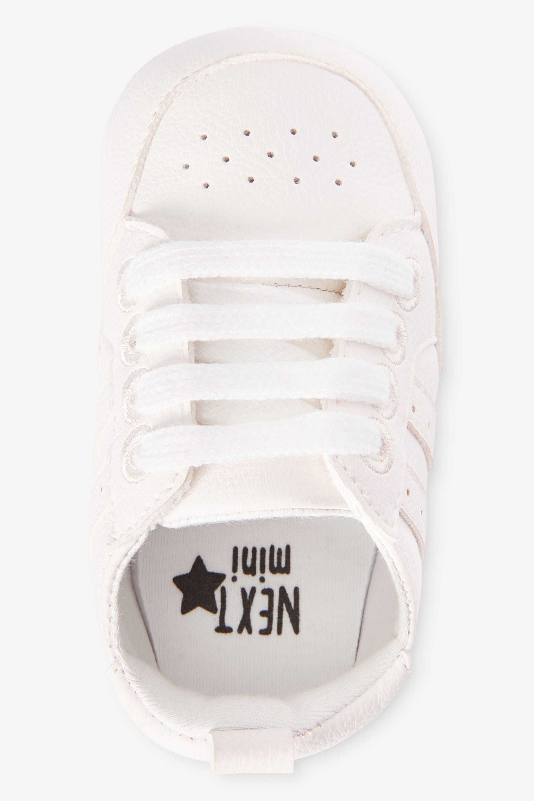 White Baby Lace-Up Pram Trainers (0-24mths)