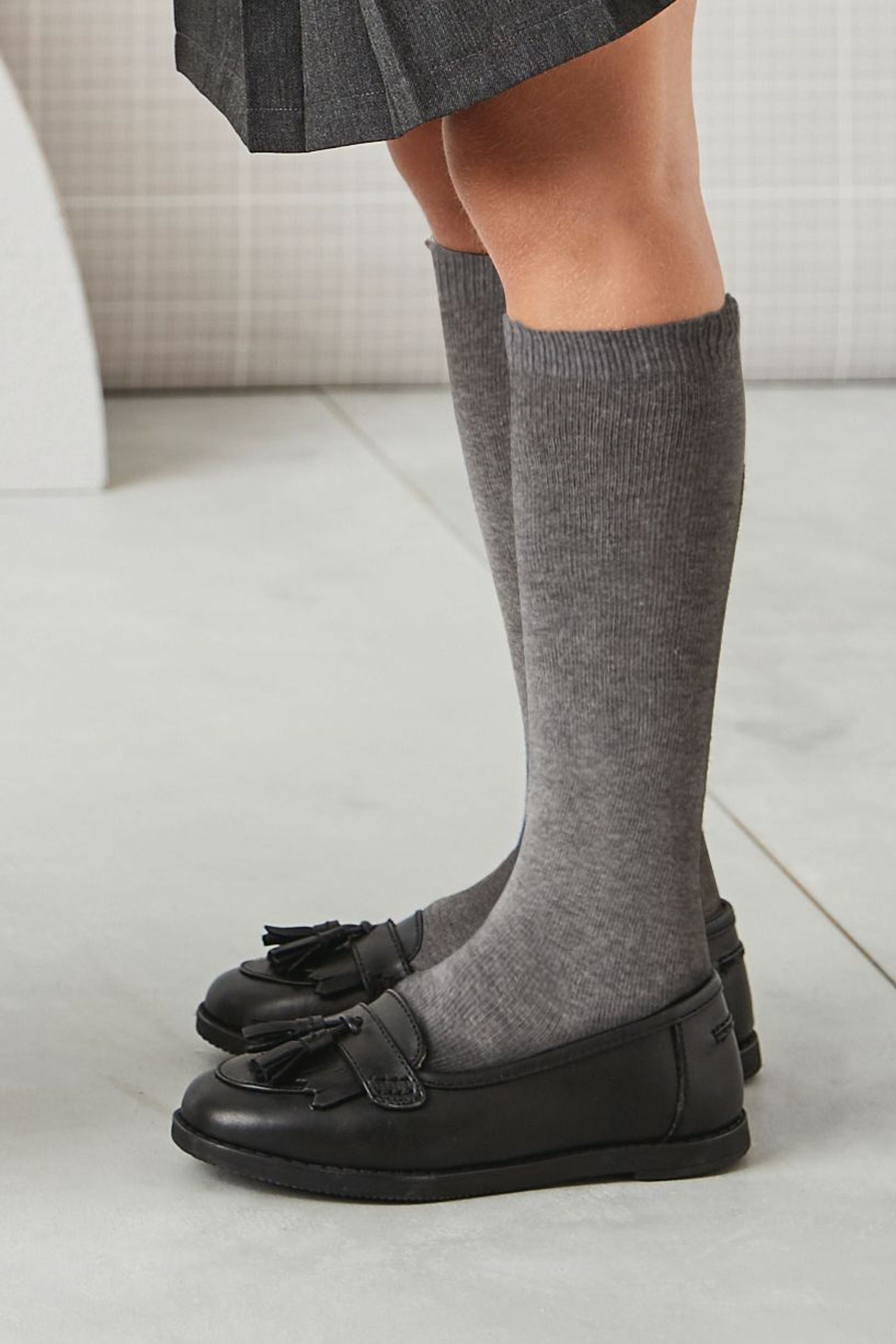 Grey Grey 3 Pack Cotton Rich Knee High School Socks