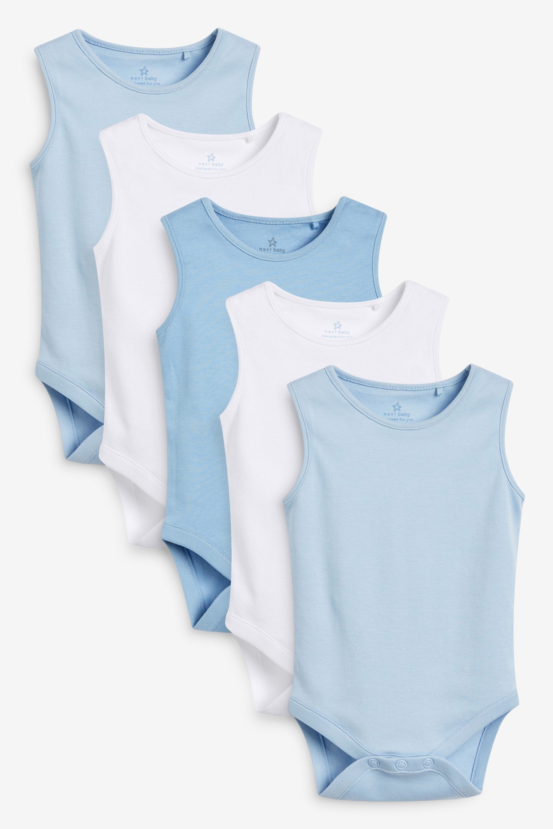 Blue Baby 5 Pack Vest Bodysuits